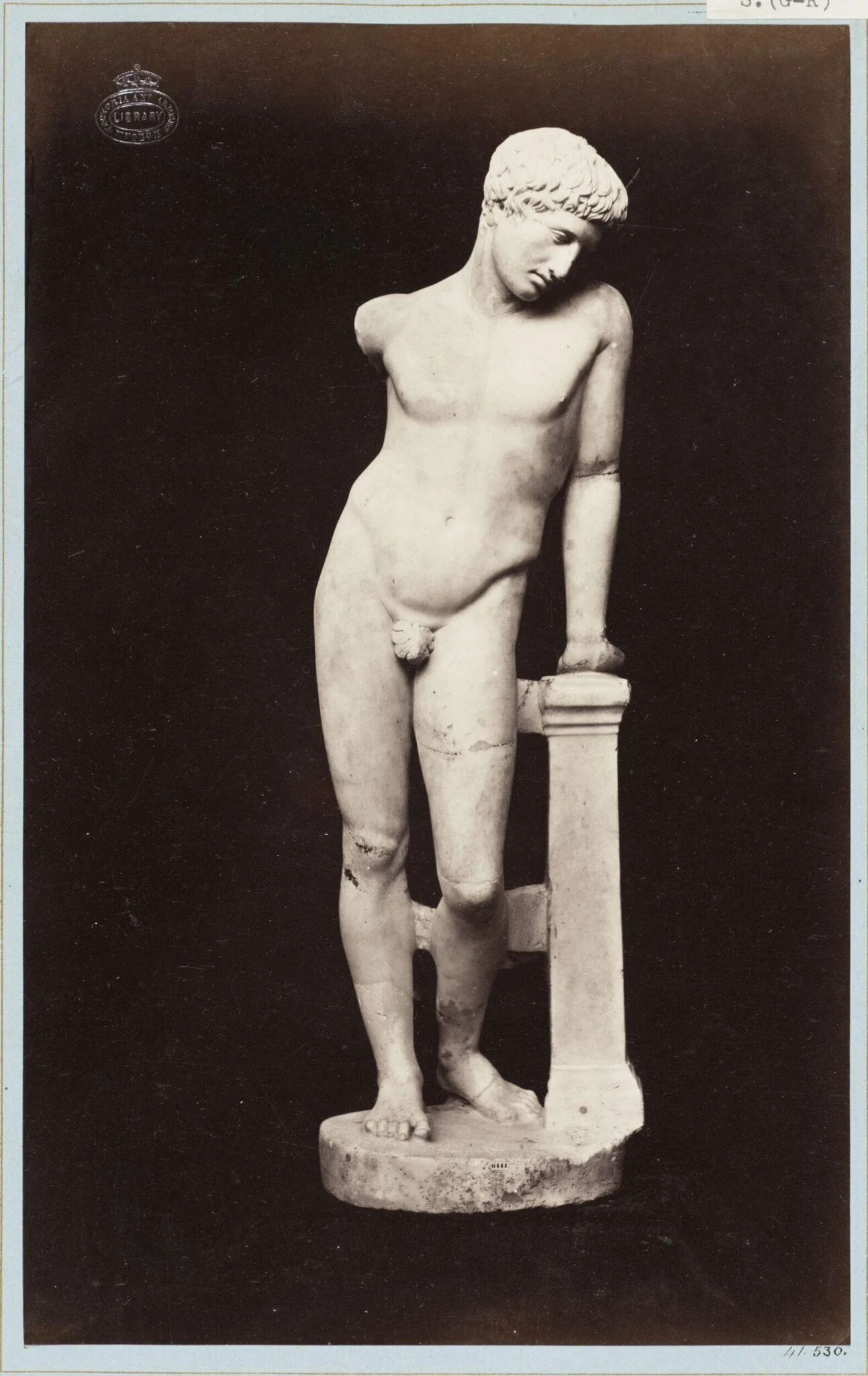 Marble Statue of a Youth (arm gone), by Louise Laffon, photographic, 1864