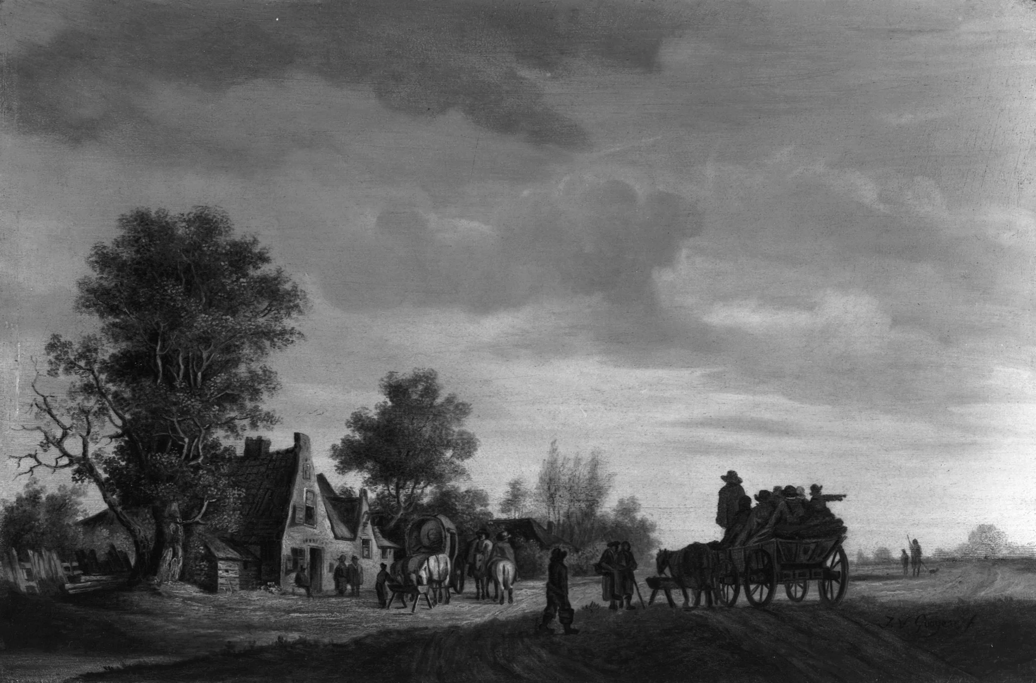 Travellers Arriving at an Inn, by Pieter de Neyn, unspecified, 1632