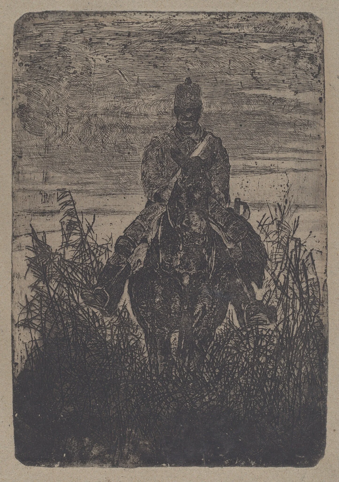 Patrol (Esplorazione), by Giovanni Fattori, ink, 1889