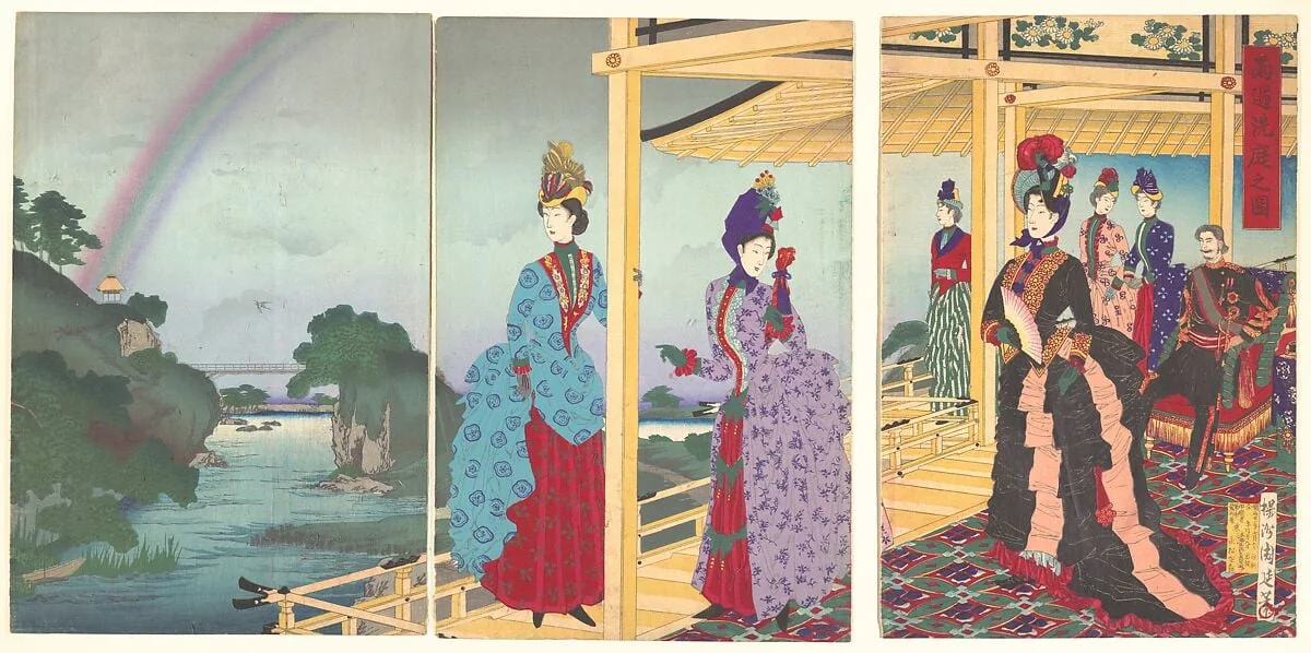 『雨過洗庭之図』|A Garden Refreshed by the Passing Rain  (Ukasentei no zu), by Yōshū (Hashimoto) Chikanobu, ink, 1888