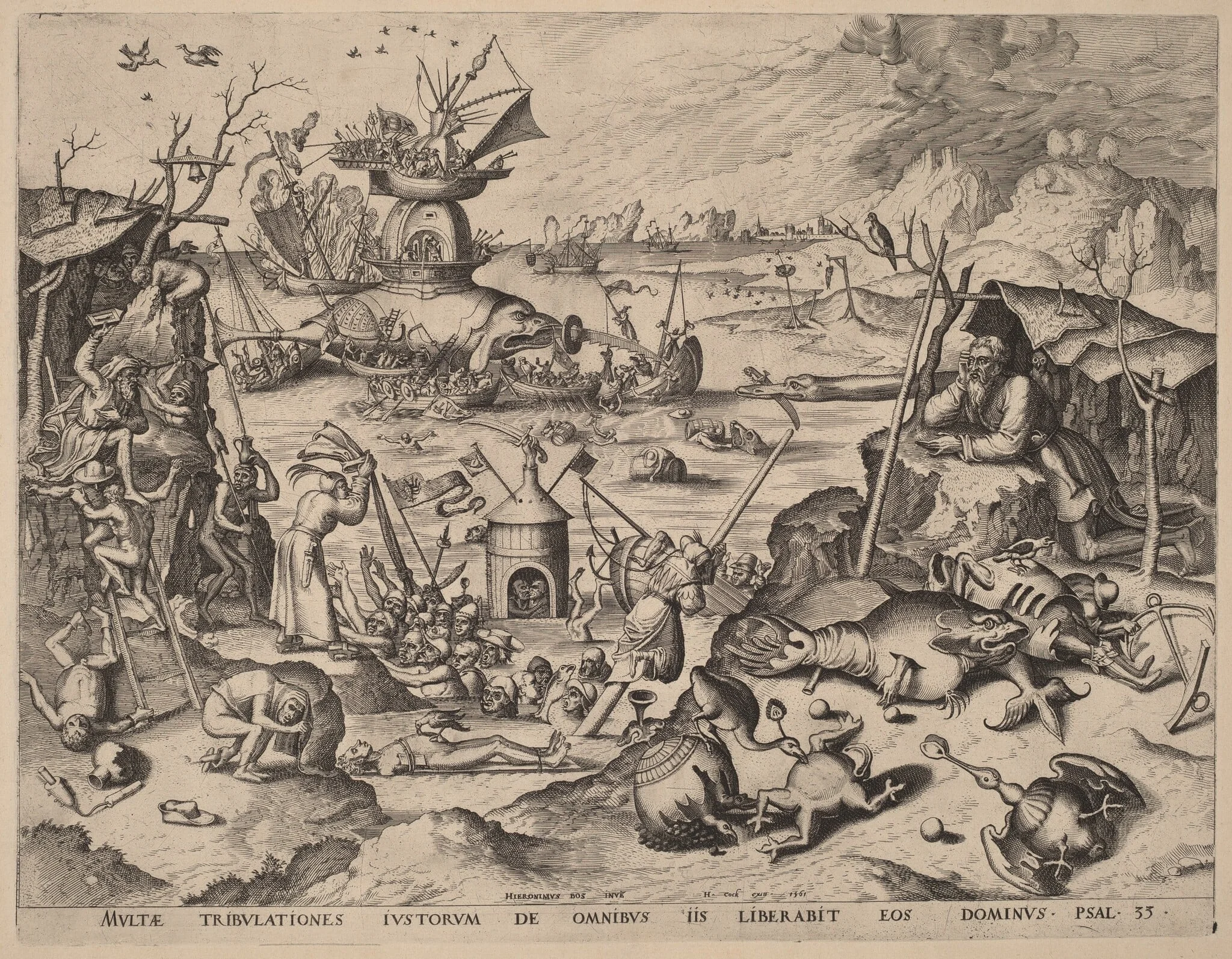 The Temptation of Saint Anthony, by Johannes van Doetechum the Elder, ink, 1561