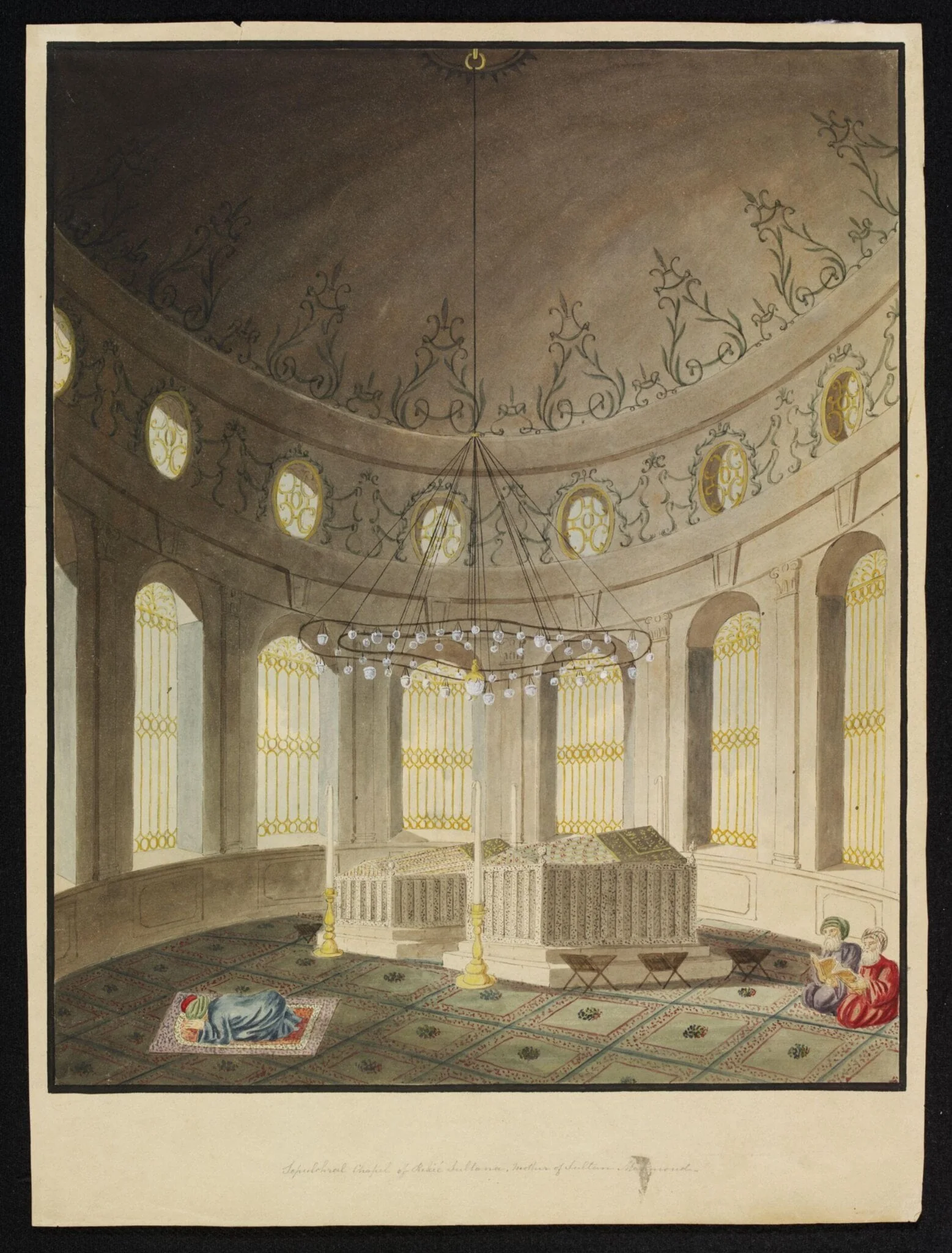 Sepulchral Chapel of Rekié Sultana, Mother of Sultan Mahmoud, by Unknown, watercolor, 1820