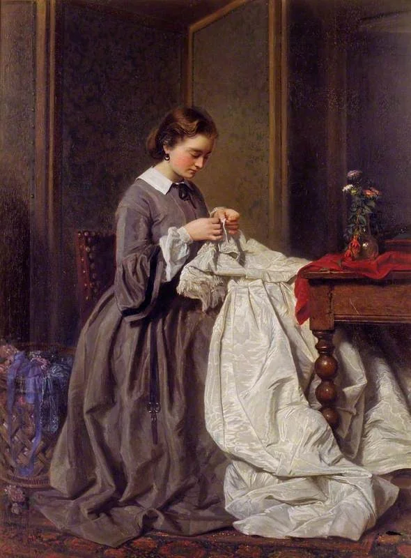 The Seamstress, by Charles Baugniet, oil, 1858
