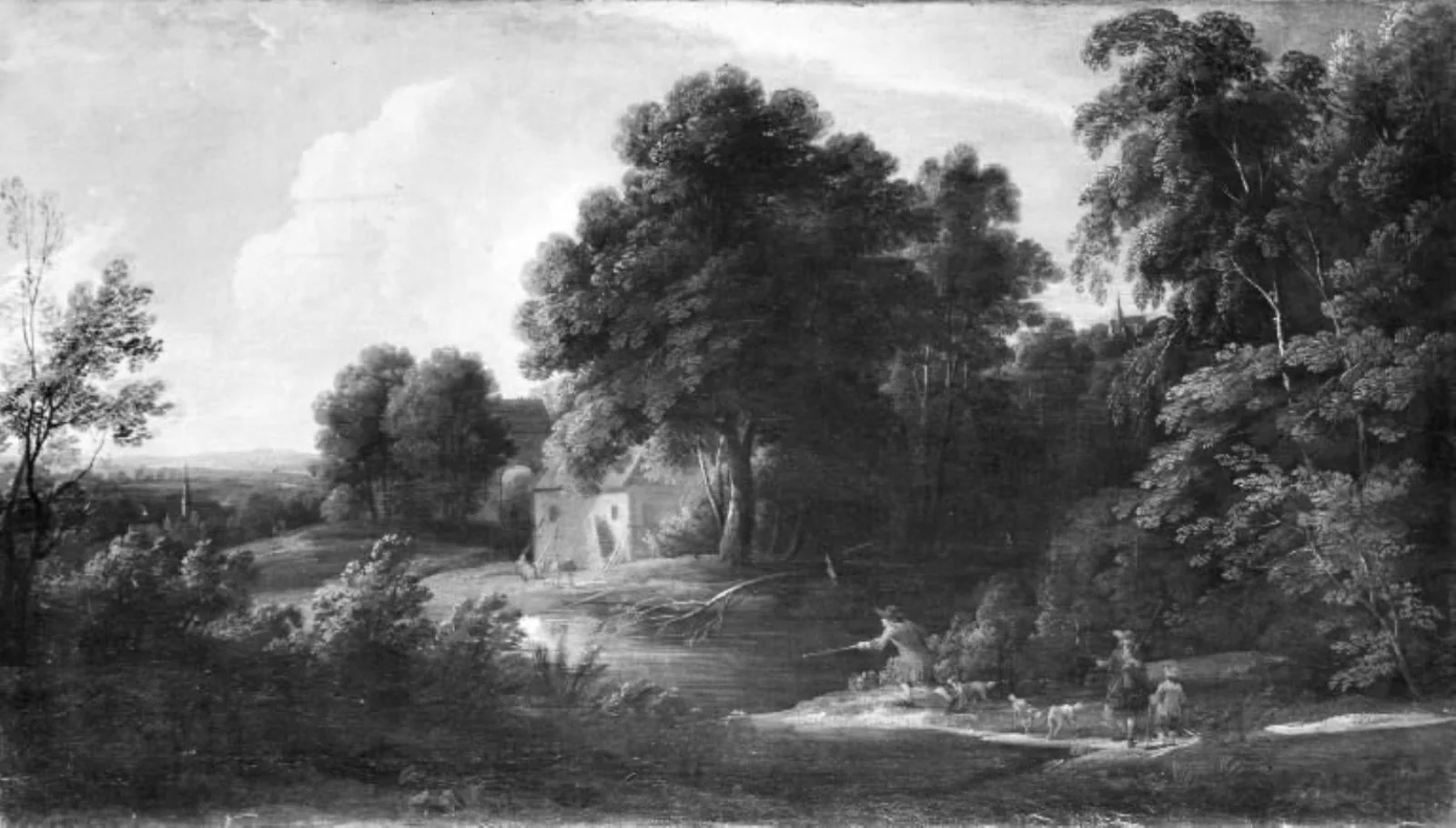 Wooded Landscape with Hunters, by Unknown, unspecified, 1650