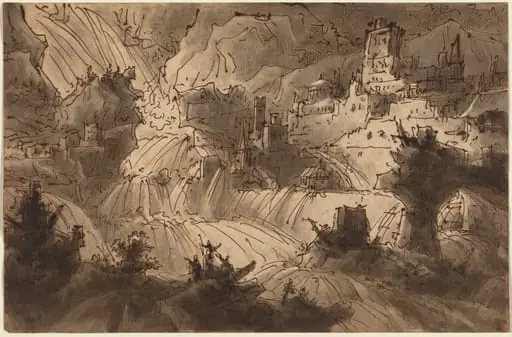 Mountain Torrents Flooding a City