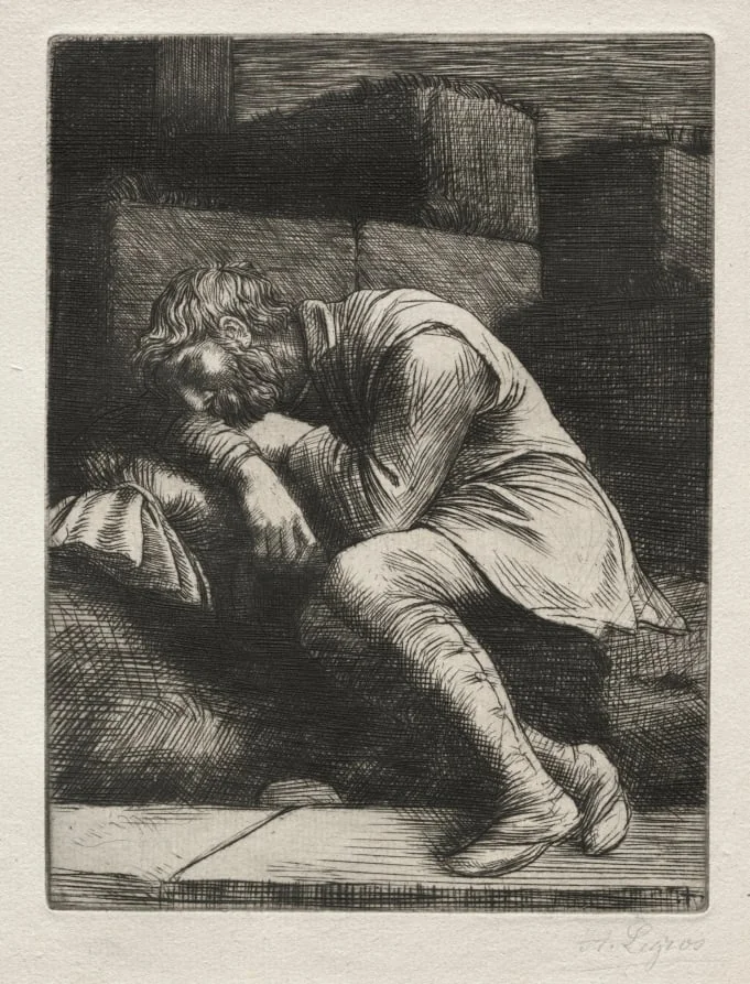 The Sleeping Beggar, by Alphonse Legros, 1884