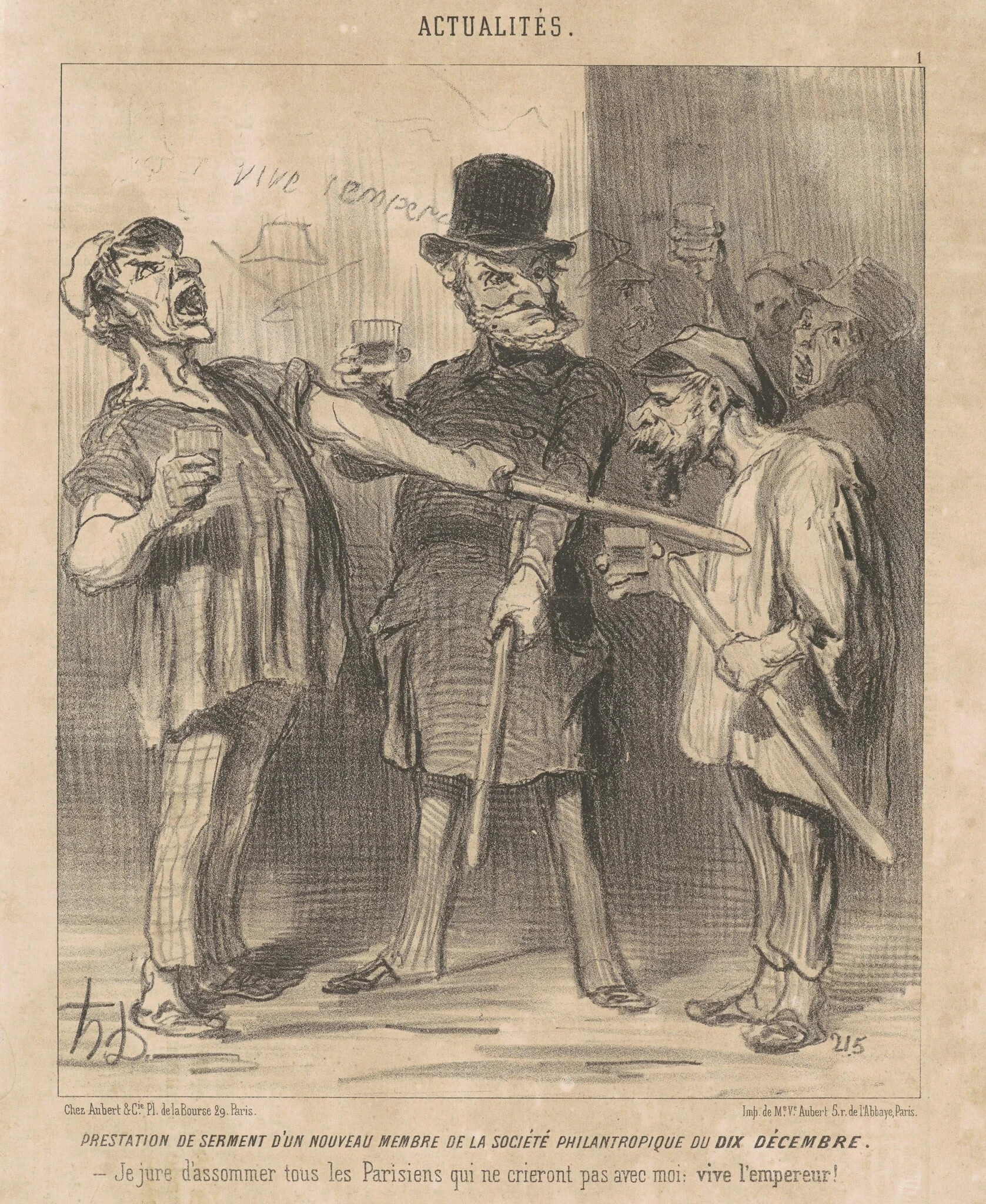Prestation ... d'un ... membre ... du dix Décembre ..., by Honoré Daumier, ink, 1850