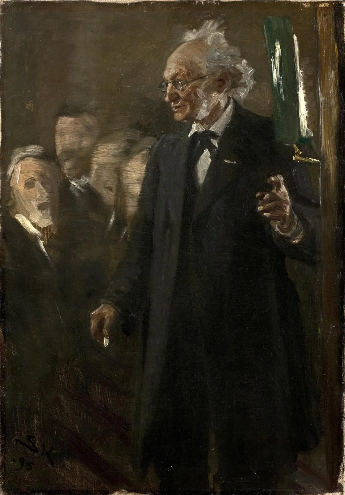 Professor i zoologi, Japetus Steenstrup holder foredrag, by Unknown, 1895