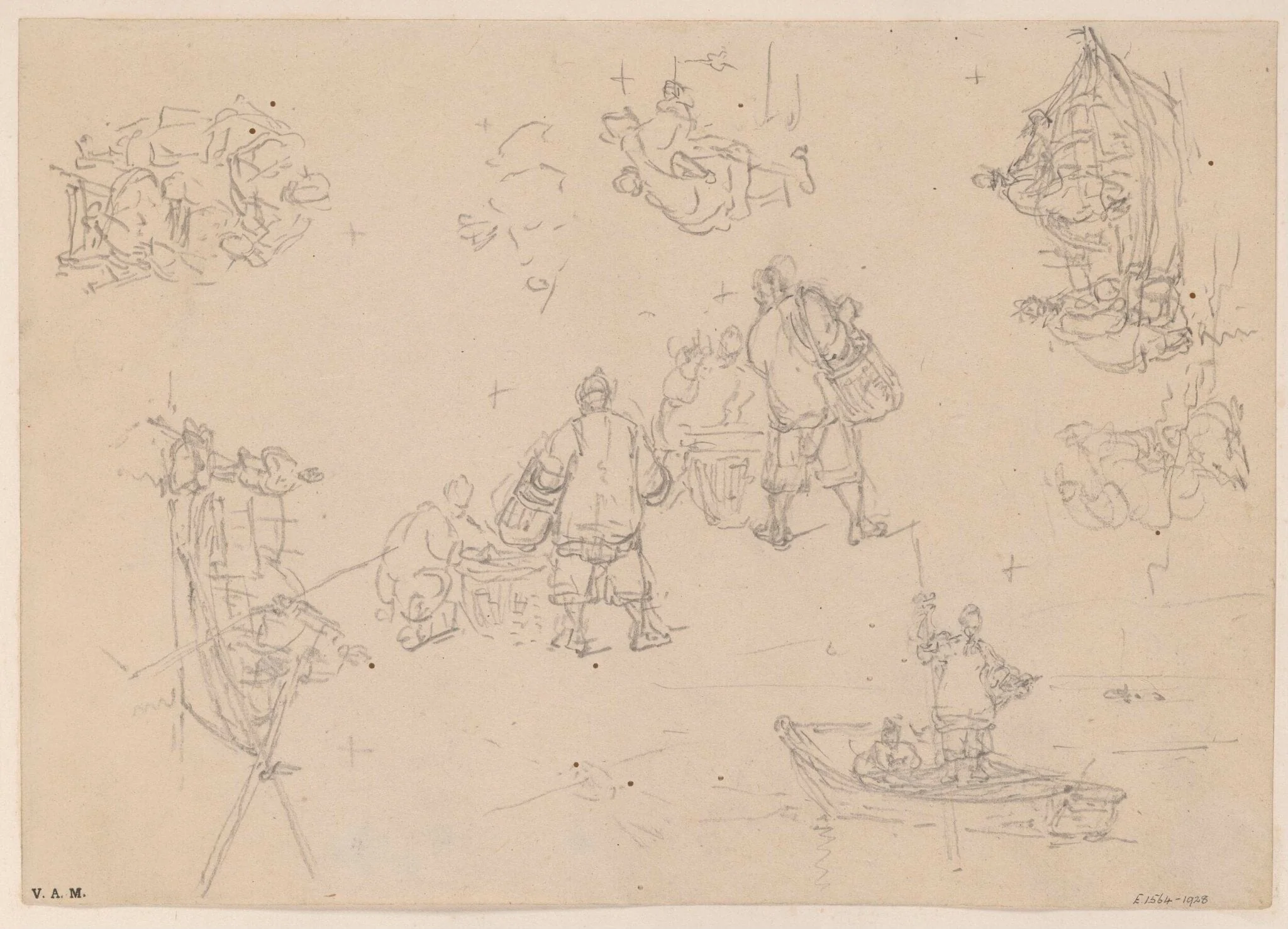 Boatpeopleand other figures, by George Chinnery, 19