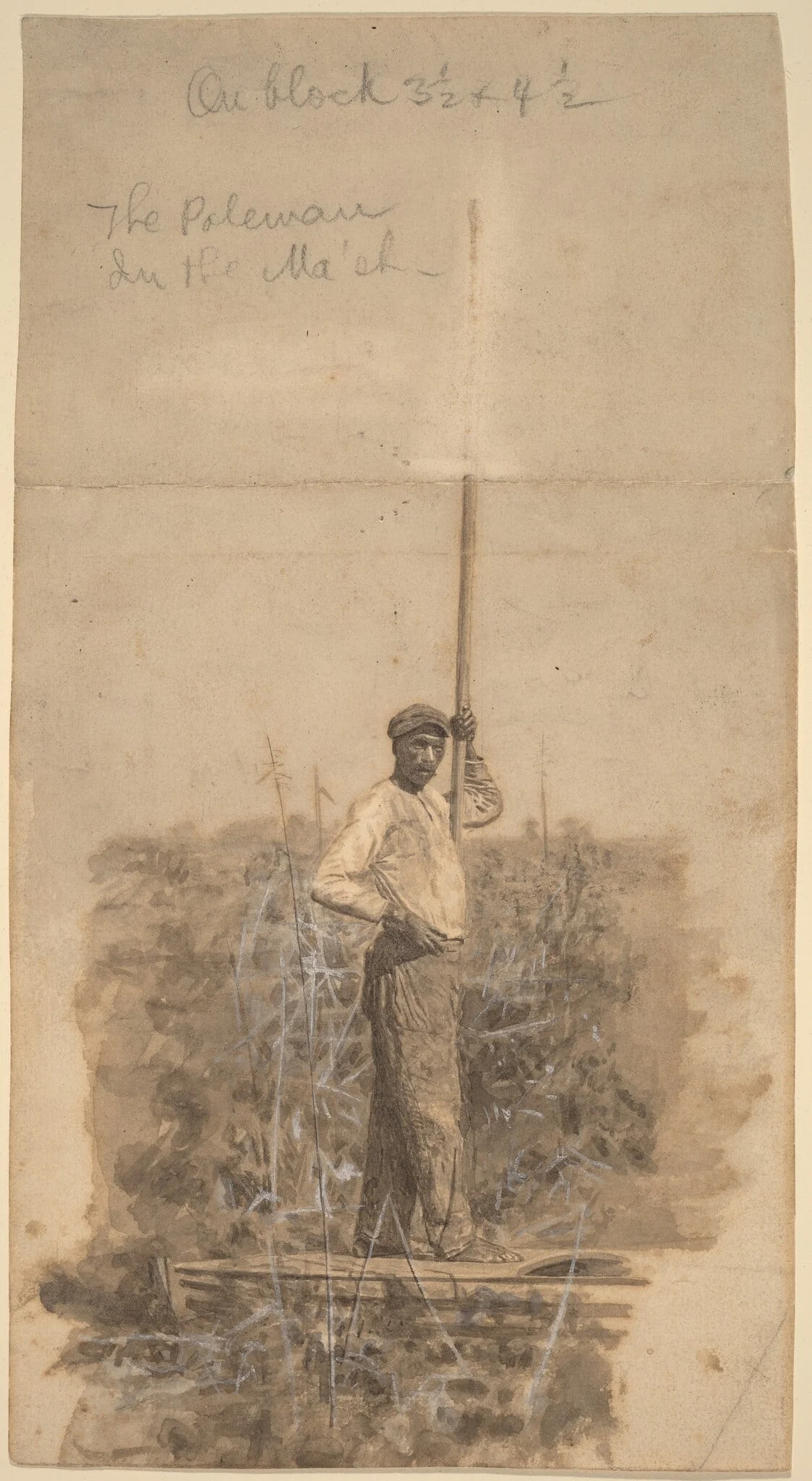 The Poleman in the Ma'sh, by Thomas Eakins, chalk, 1881
