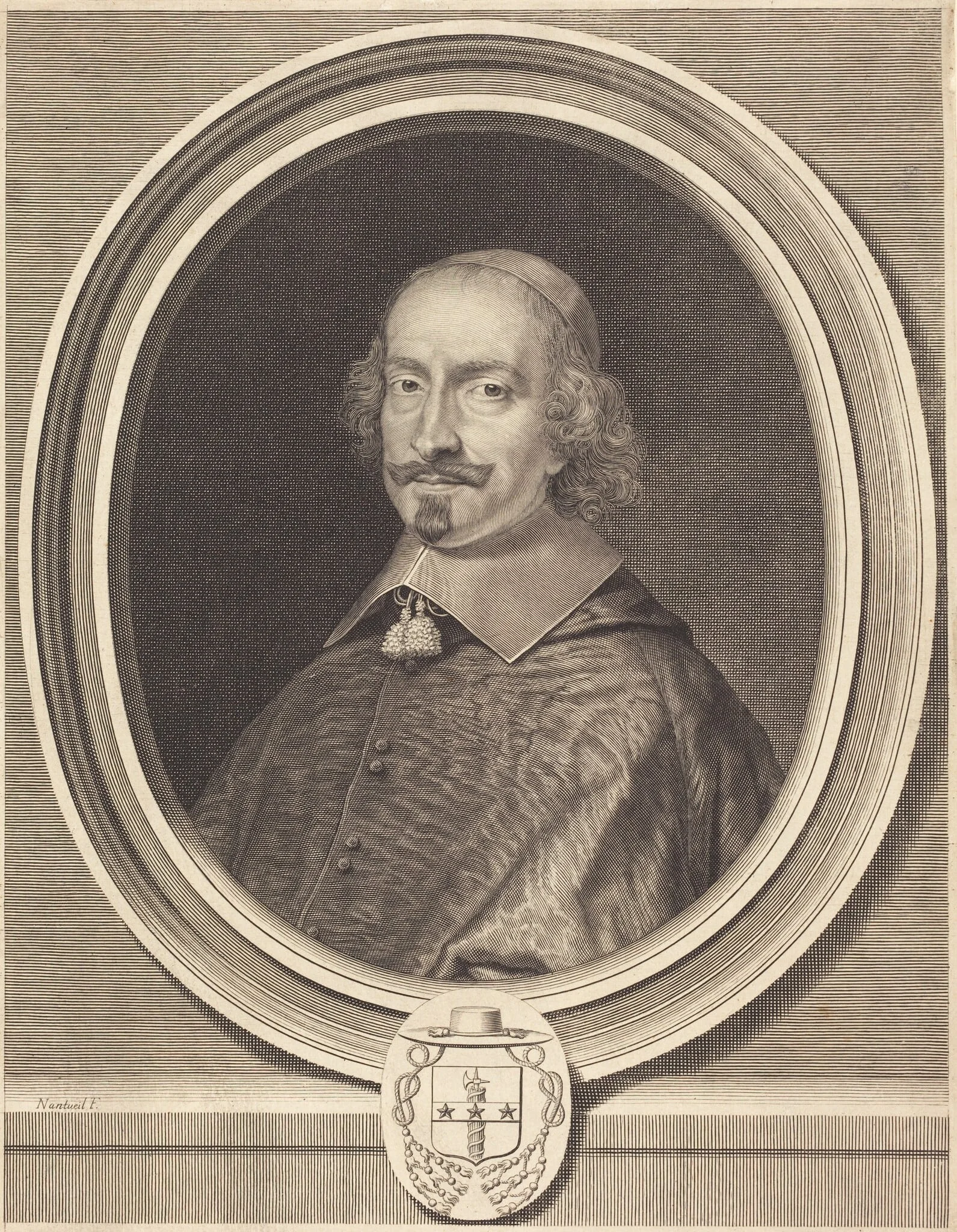 Cardinal Jules Mazarin, by Robert Nanteuil, ink, 1652