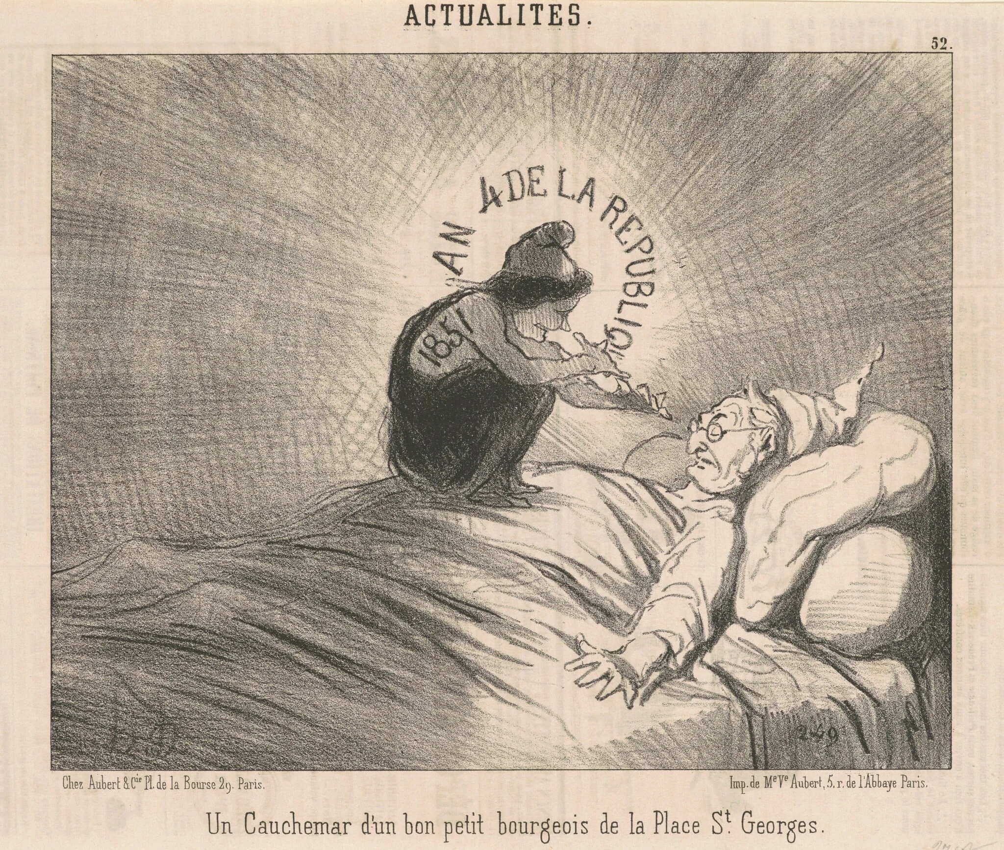Un cauchemar d'un ...Bourgeois de la Place St. Georges, by Honoré Daumier, ink, 1851