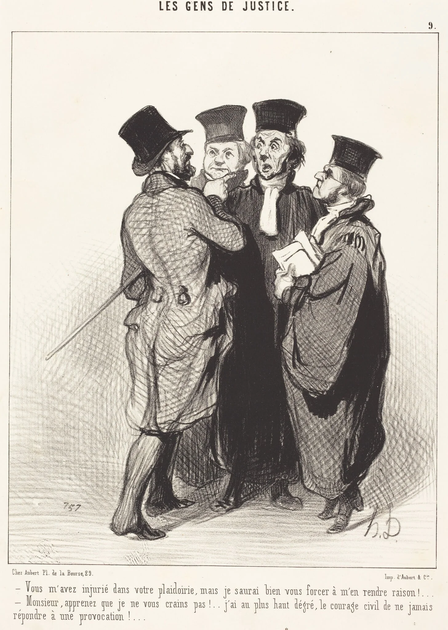 Vous m'avez injurié dans votre plaidoirie..., by Honoré Daumier, ink, 1845
