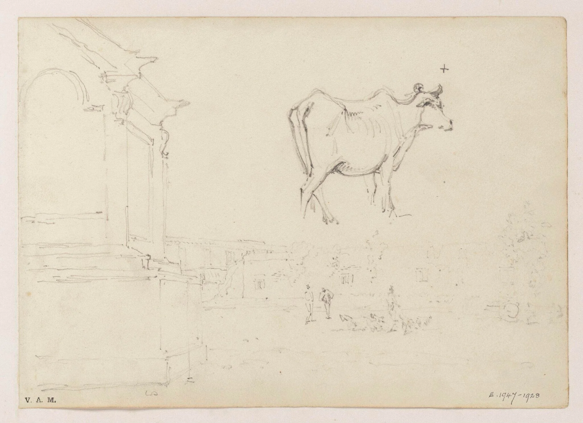 A cow, and an open space within the city of Macau