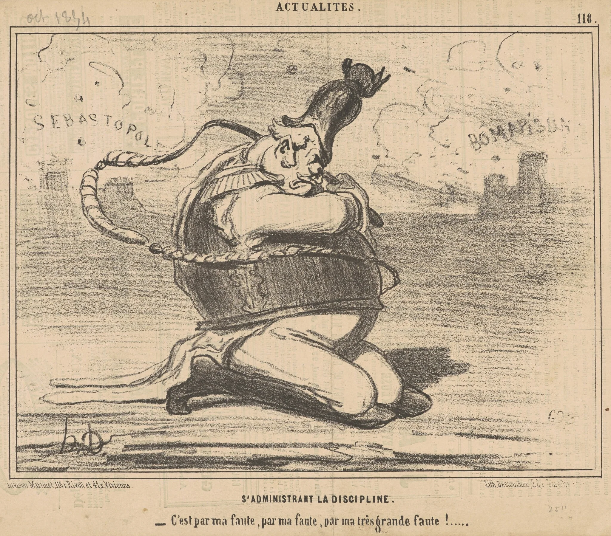 S'administrant la discipline ..., by Honoré Daumier, ink, 1854