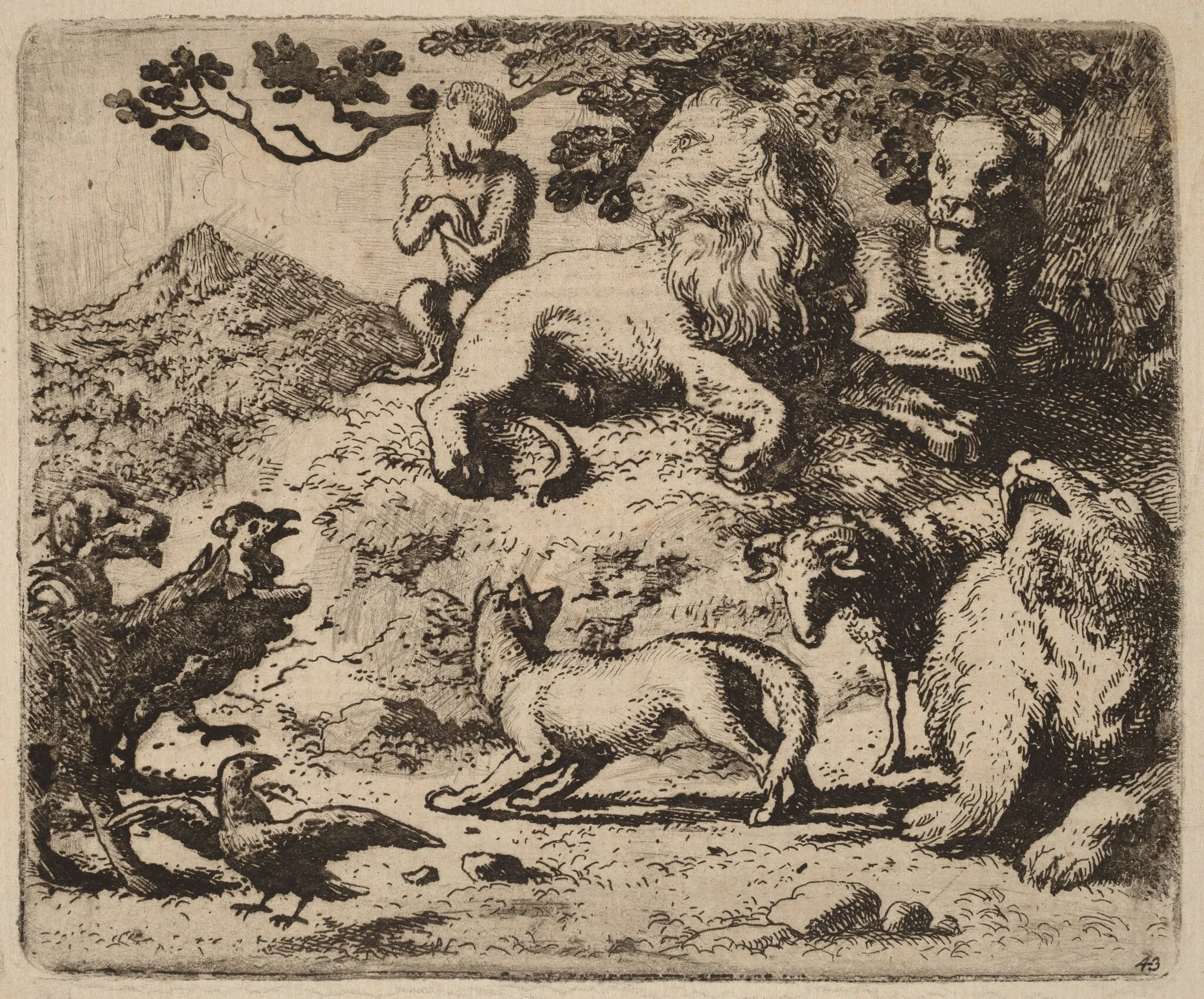 Reynard's Enemies are Dismayed, by Allart van Everdingen, ink, 1650