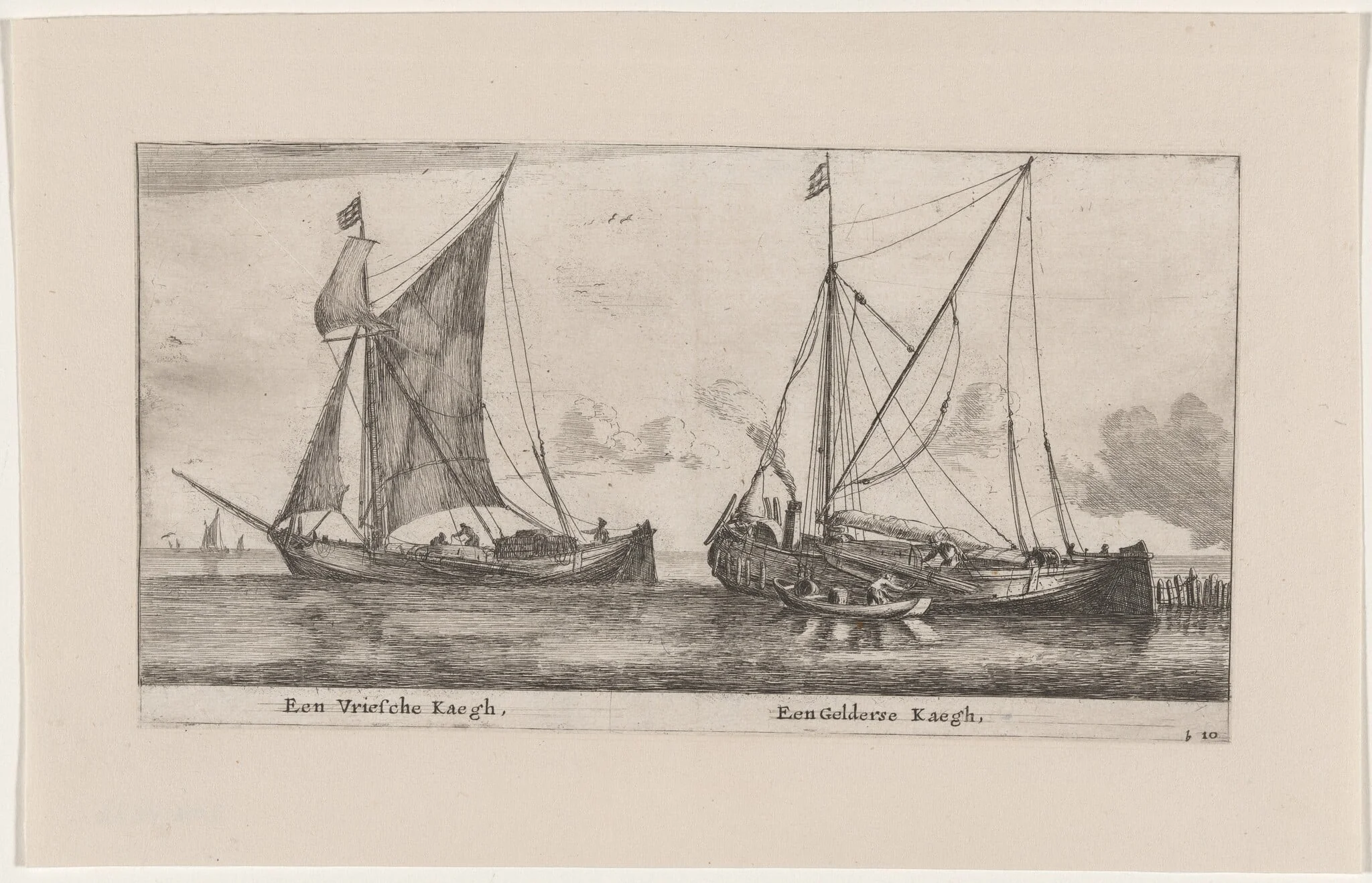 A Friesland Ketch and a Gelderse Ketch, by Nooms, called Zeeman, Reinier, ink, 1653
