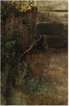 A Wall with Creeper, by Nathaniel Hone the Younger, oil, 1881
