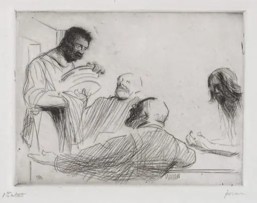 Avant le repas à Emmaus