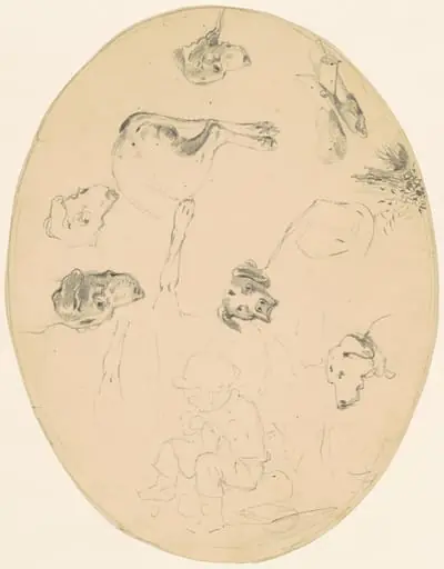 Studies of Dogs and a Seated Boy [recto]