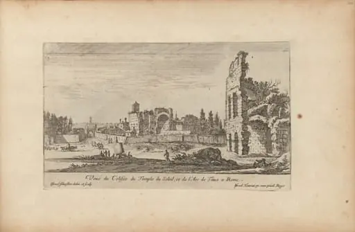 Veuë du Colisée du Temple du Soleil, et de l'Arc de Titus a Rome