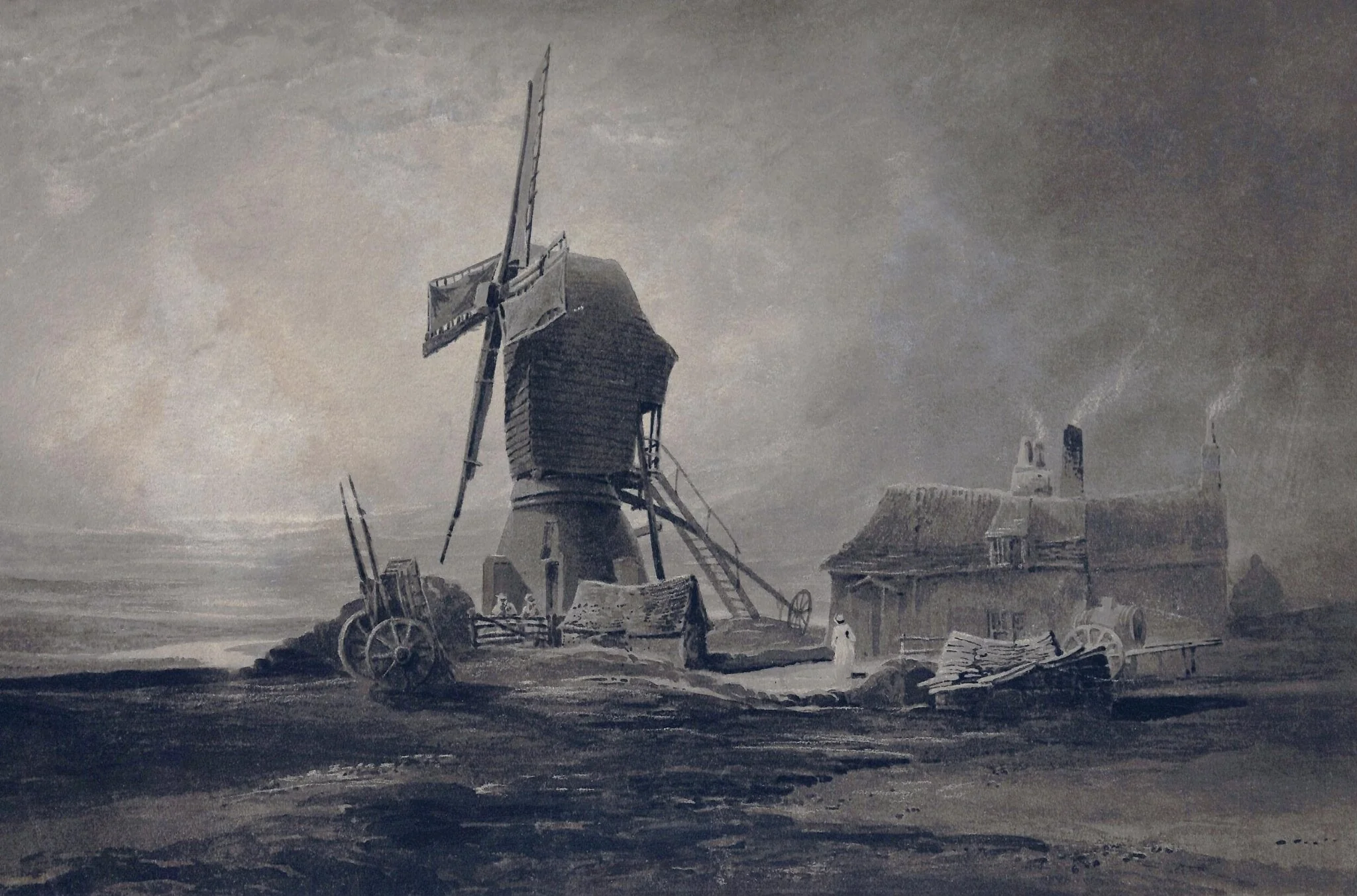 Old Windmill on Windmill Hill, Gateshead, by Thomas Miles Richardson, watercolor, 1818