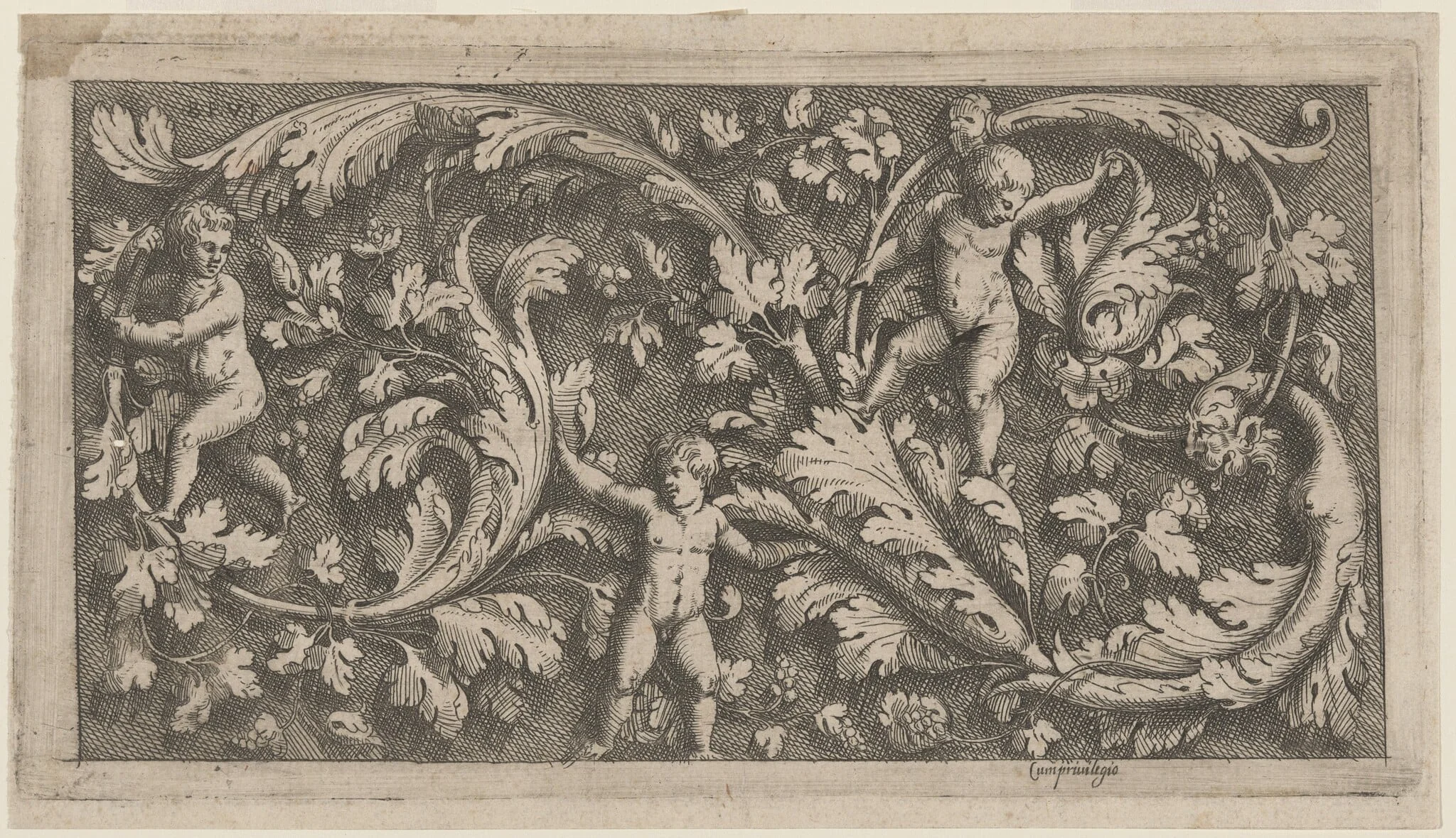 Panel of Ornament, by Giovanni Battista Pittoni, ink, 1561