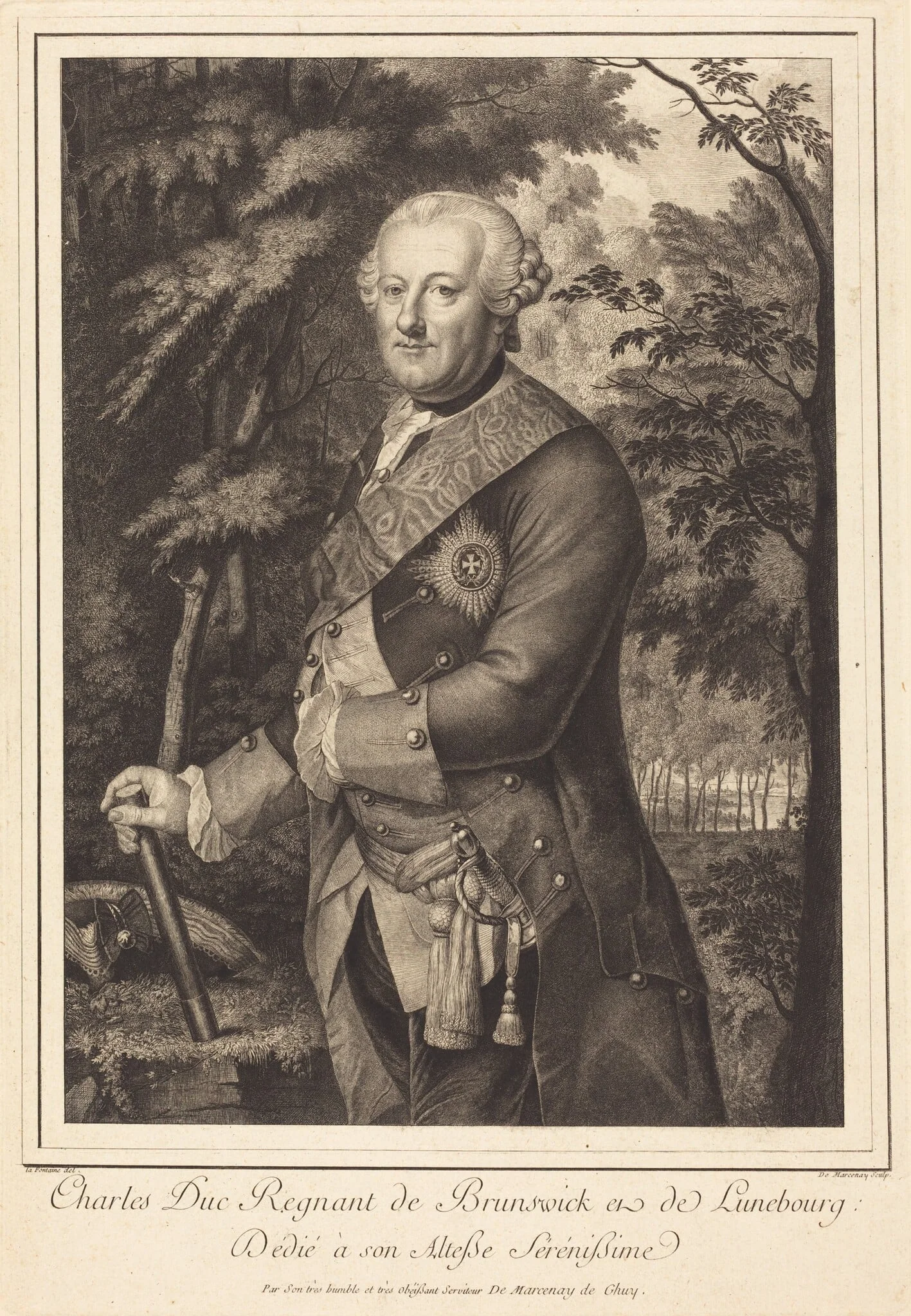 Charles Duc Regnant de Brunswick, by Antoine de Marcenay de Ghuy, ink, 1768