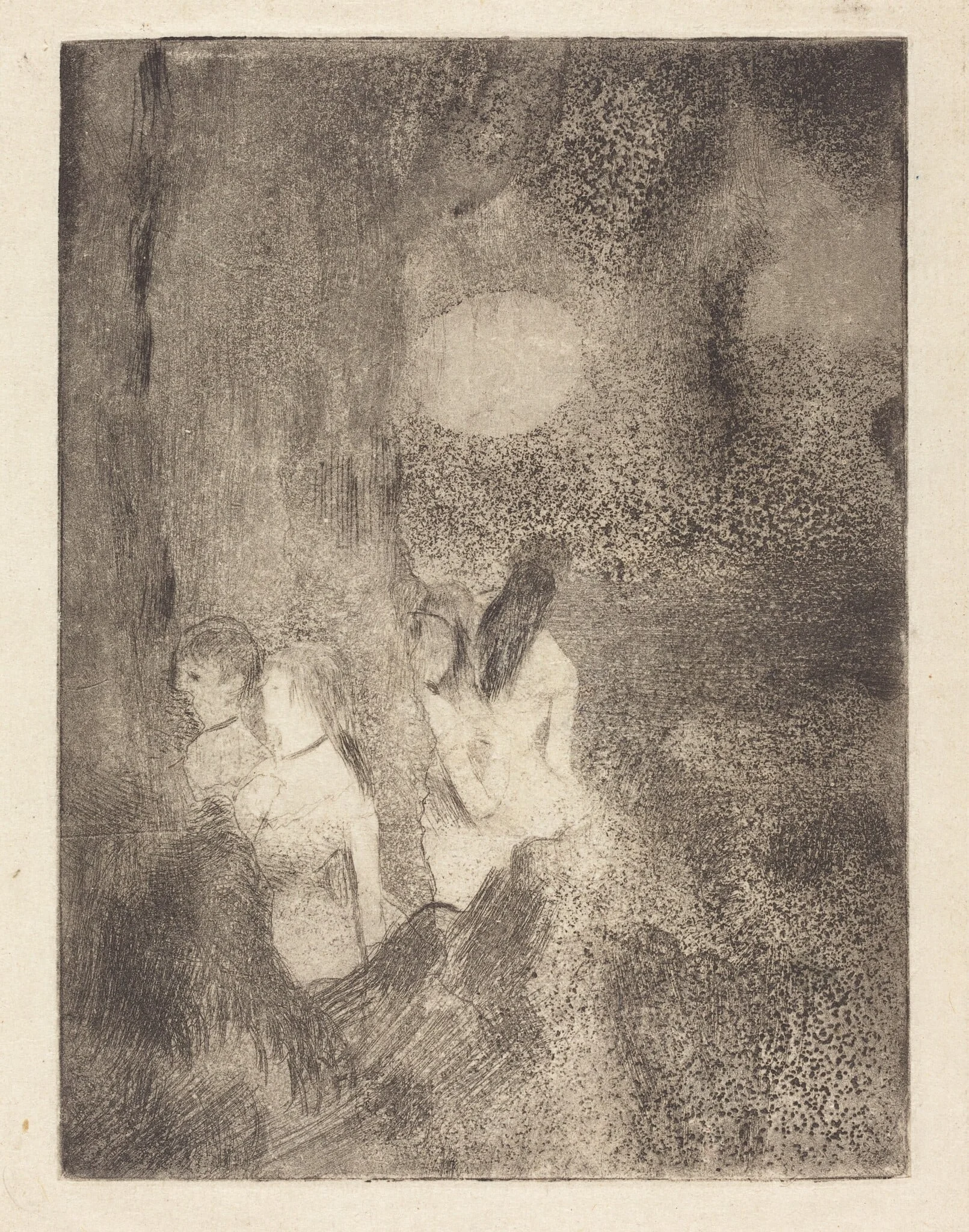 Dancers in the Wings, by Edgar Degas, ink, 1880