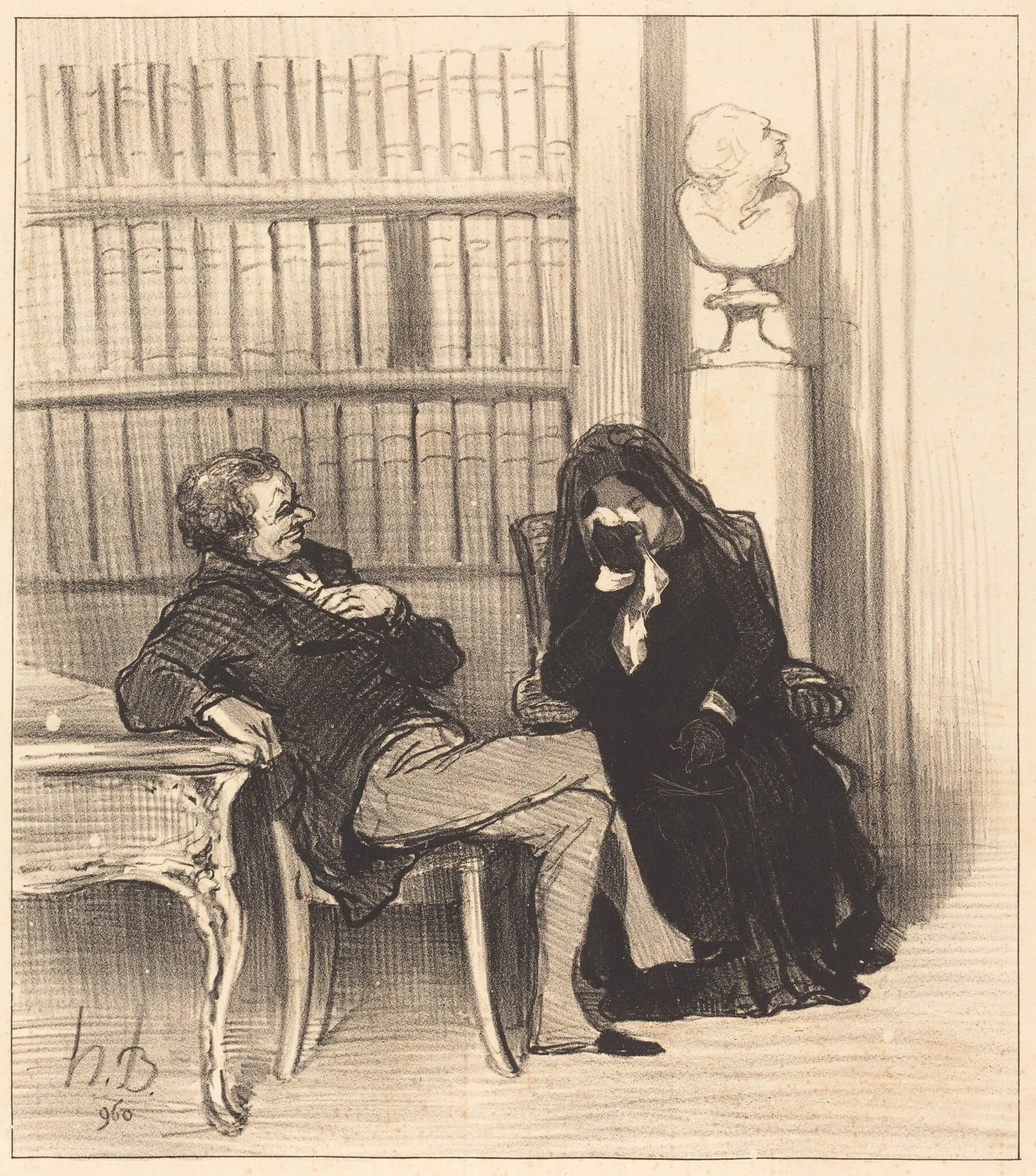 La veuve, by Honoré Daumier, ink, 1846