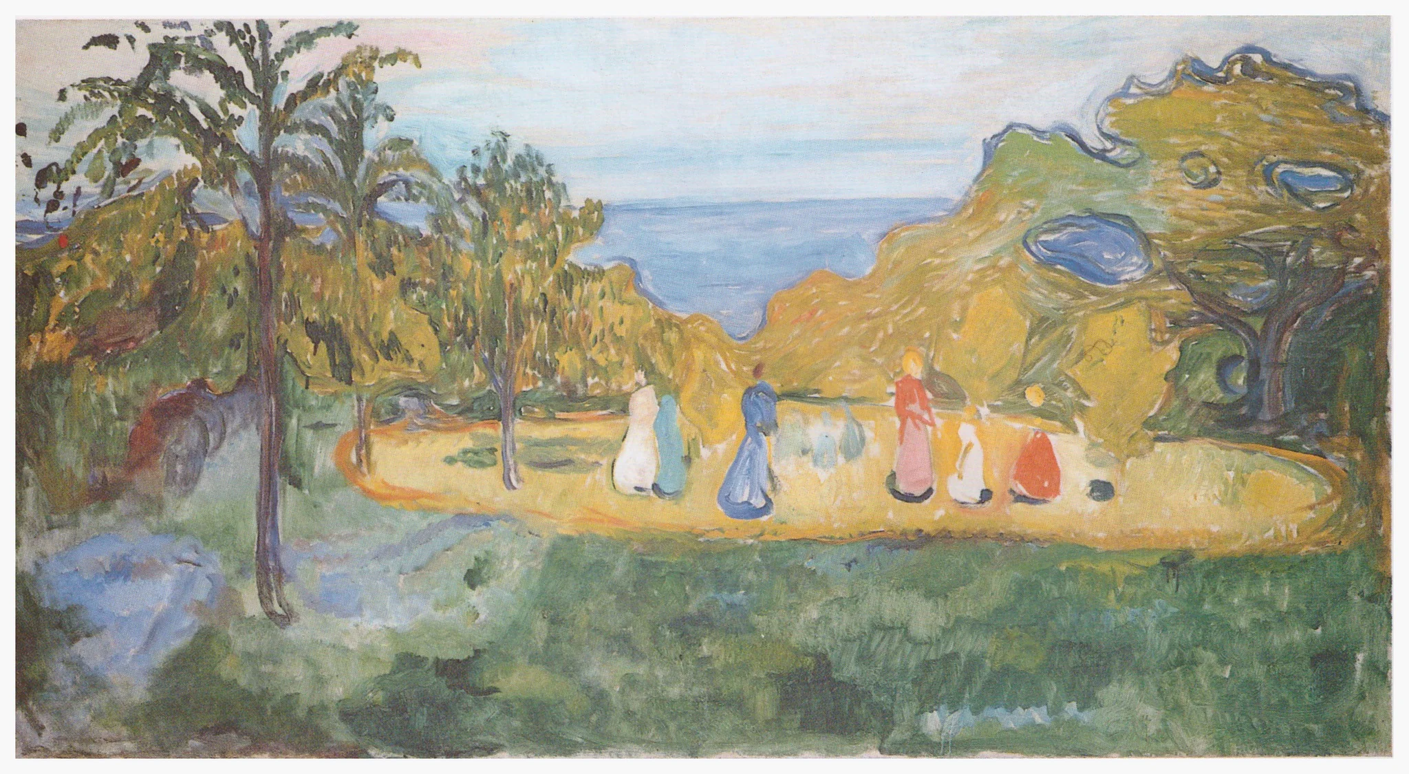 Summer in the Park (The Linde Frieze), by Edvard Munch, oil, 1904