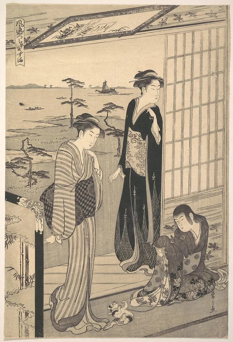 鳥文斎栄之画　「風流やつし源氏　須磨」|Genji in Exile at Suma, from the series Genji in Fashionable Modern Guise (Fūryū yatsushi Genji: Suma)