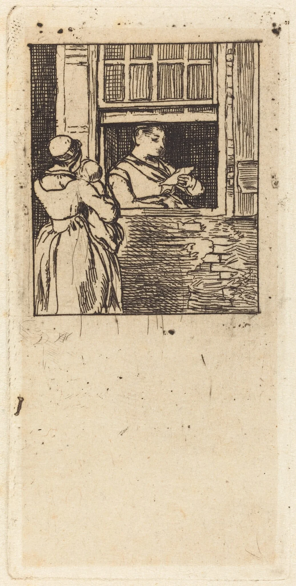 Woman at a Window, Reading a Letter, by David, Sir Wilkie, ink, 1813