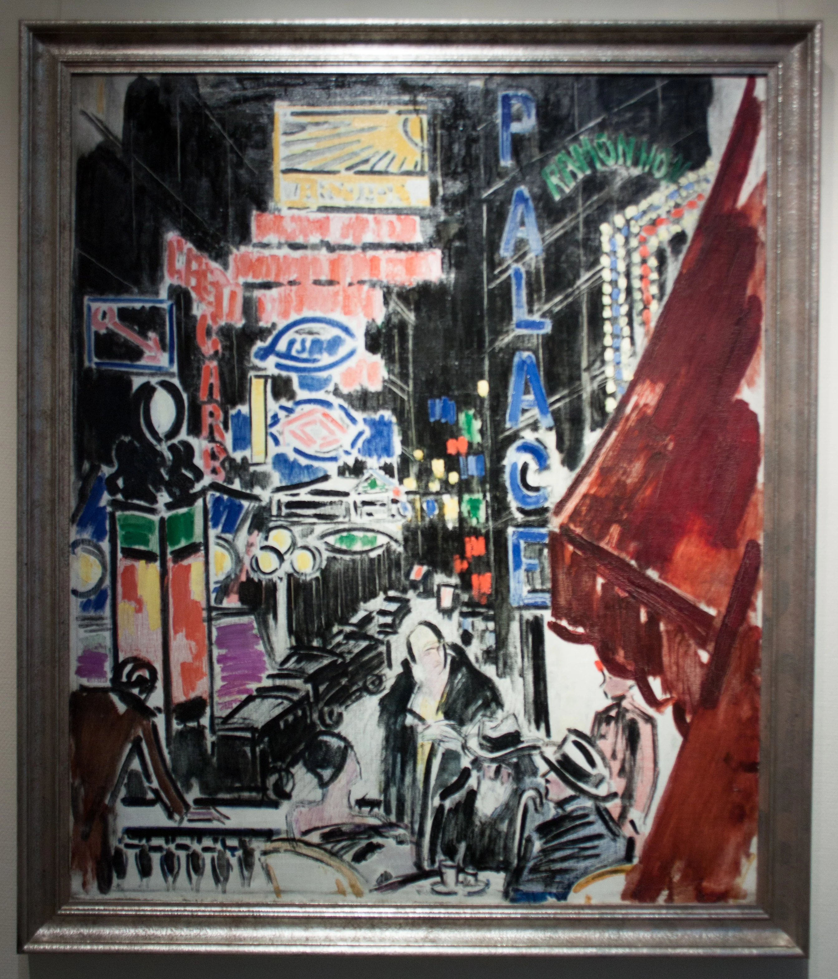 Advertising Lights in the Street, by János Vaszary, oil, 1930