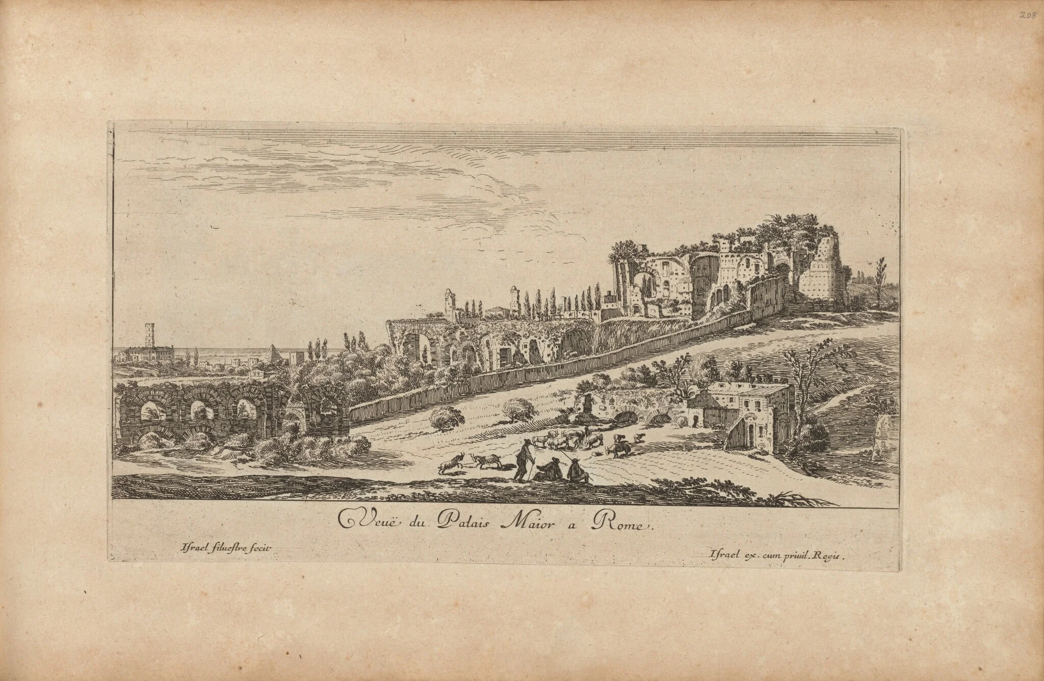 Veuë du Palais Maior a Rome, by Israël Silvestre, ink, 1650