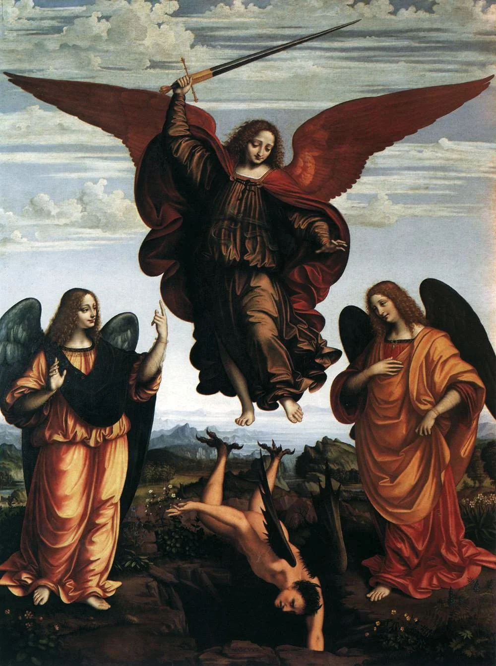 Altarpiece of the three archangels, by Marco d'Oggiono, oil, 1516
