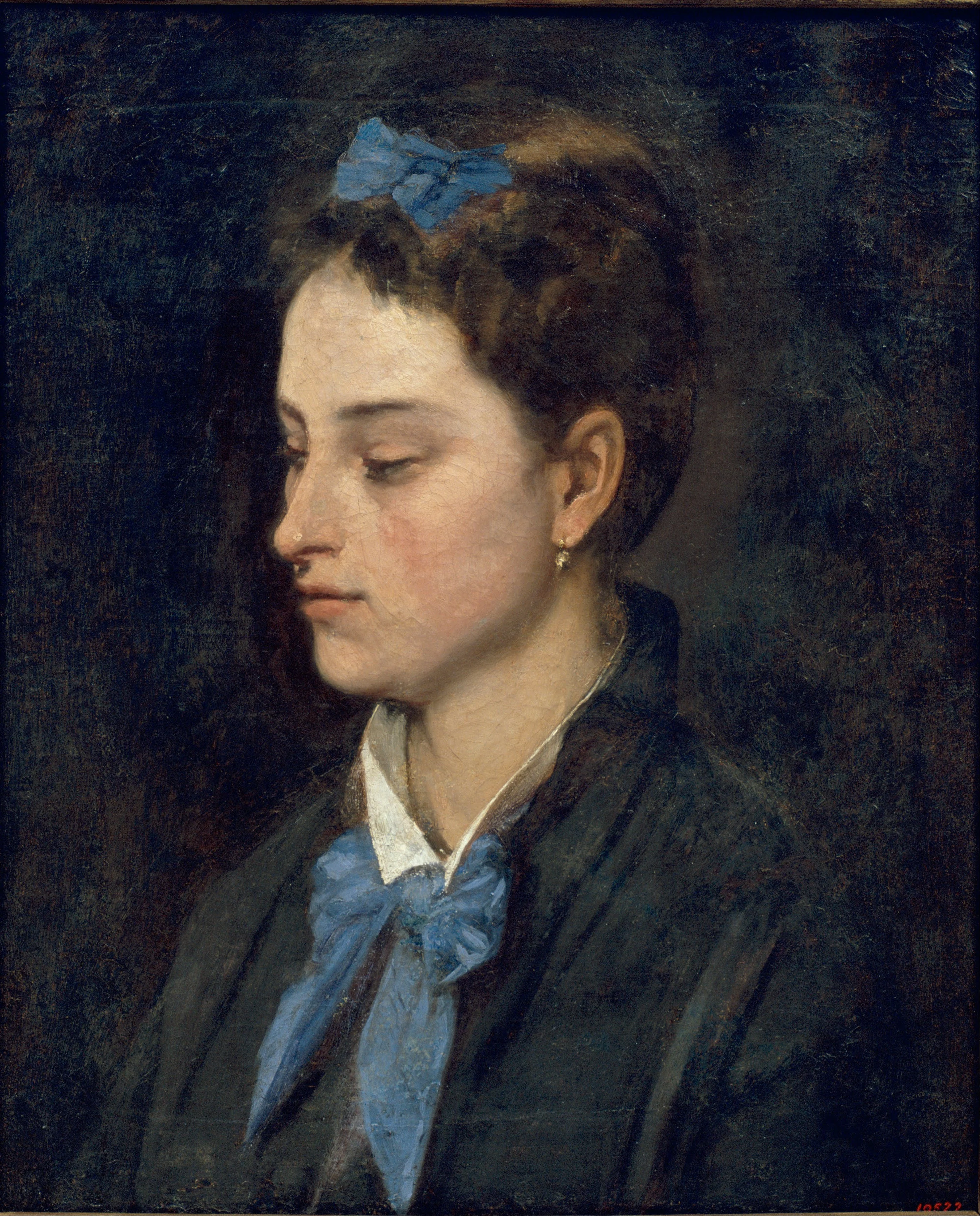 Portrait of Teresita Wearing Blue Bows, by Benet Mercadé, oil, 1872