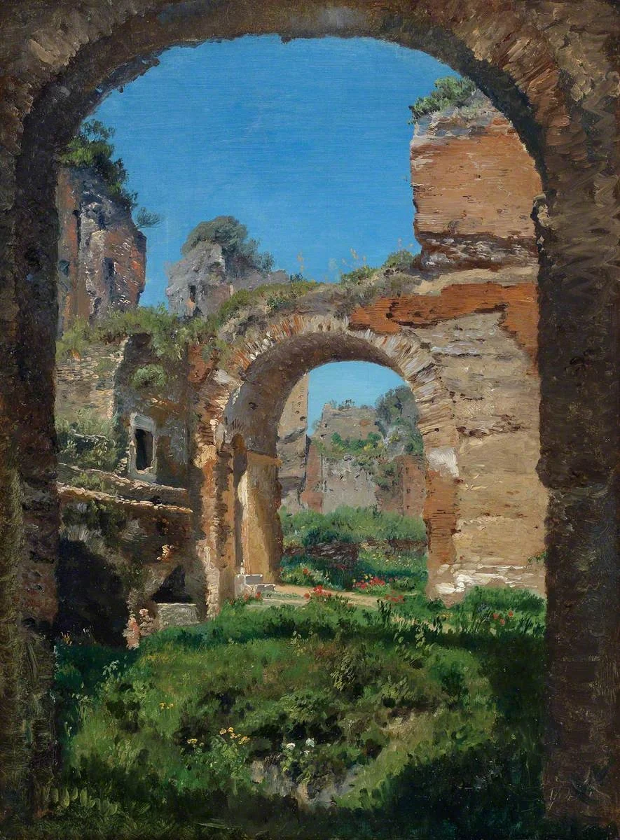 Inside the Baths of Caracalla, by Thorald Læssøe, oil, 1857