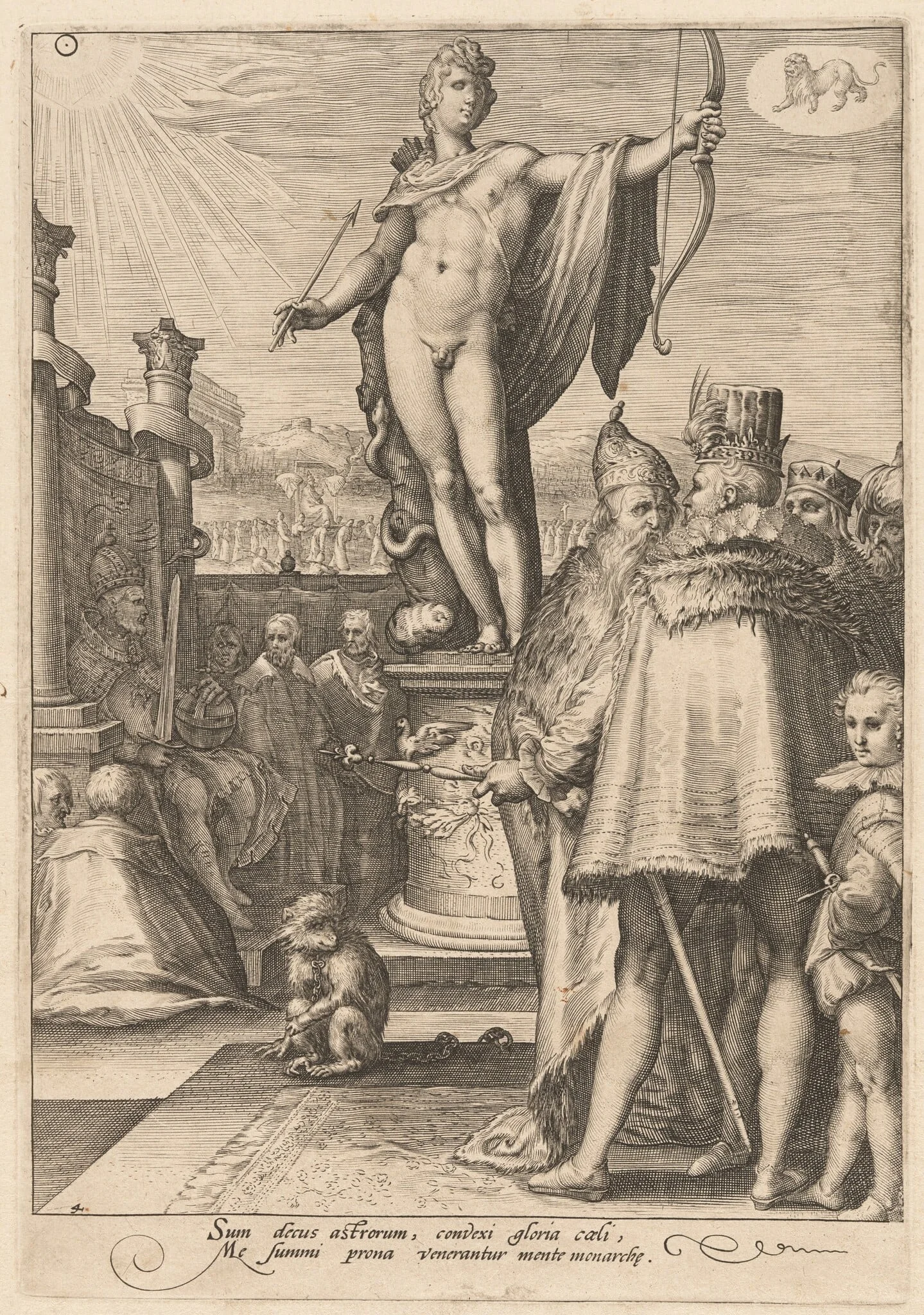 Apollo Presiding Over the Arts of Government, by Jan Pietersz Saenredam, ink, 1596