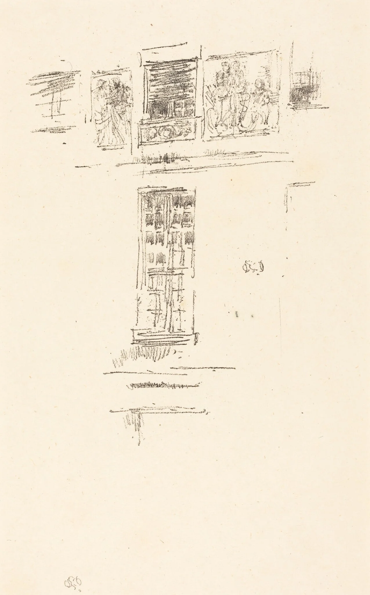 Hôtel Colbert, Windows, by James McNeill Whistler, ink, 1891