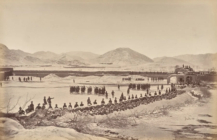 Sherpur. The Laager and Abatts, West Corner, Showing the Kotal and Hills