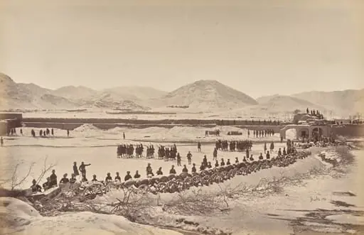 Sherpur. The Laager and Abatts, West Corner, Showing the Kotal and Hills