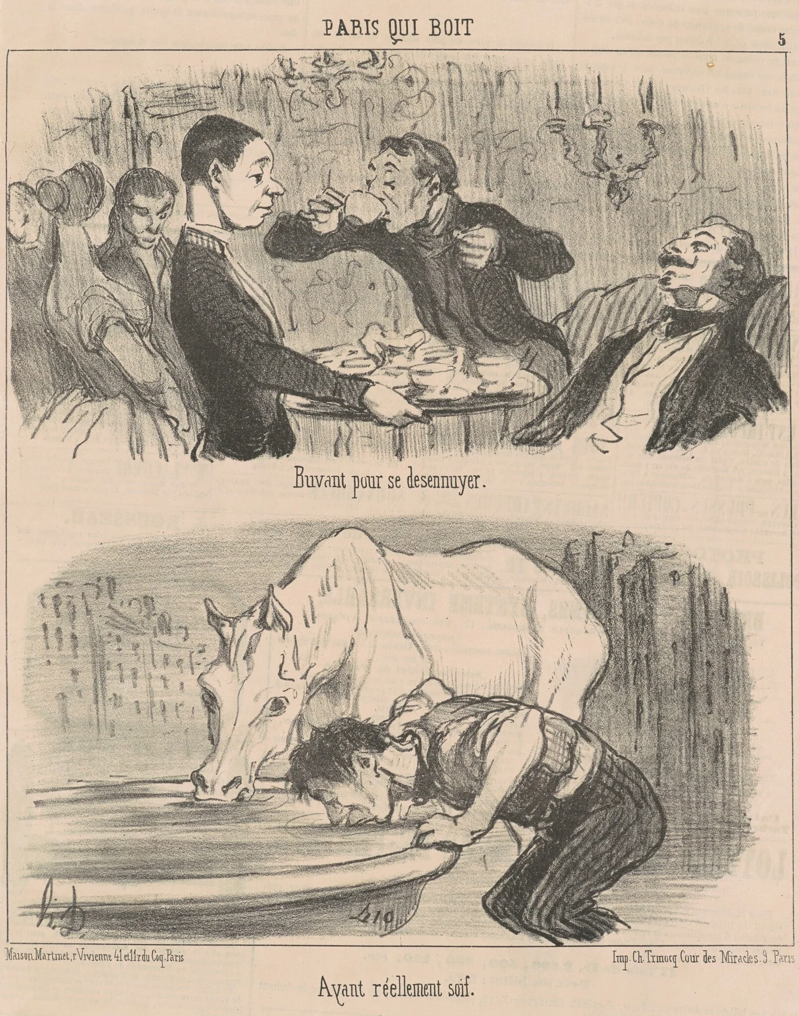 Bavant pour se desennuyer, by Honoré Daumier, ink, 1852