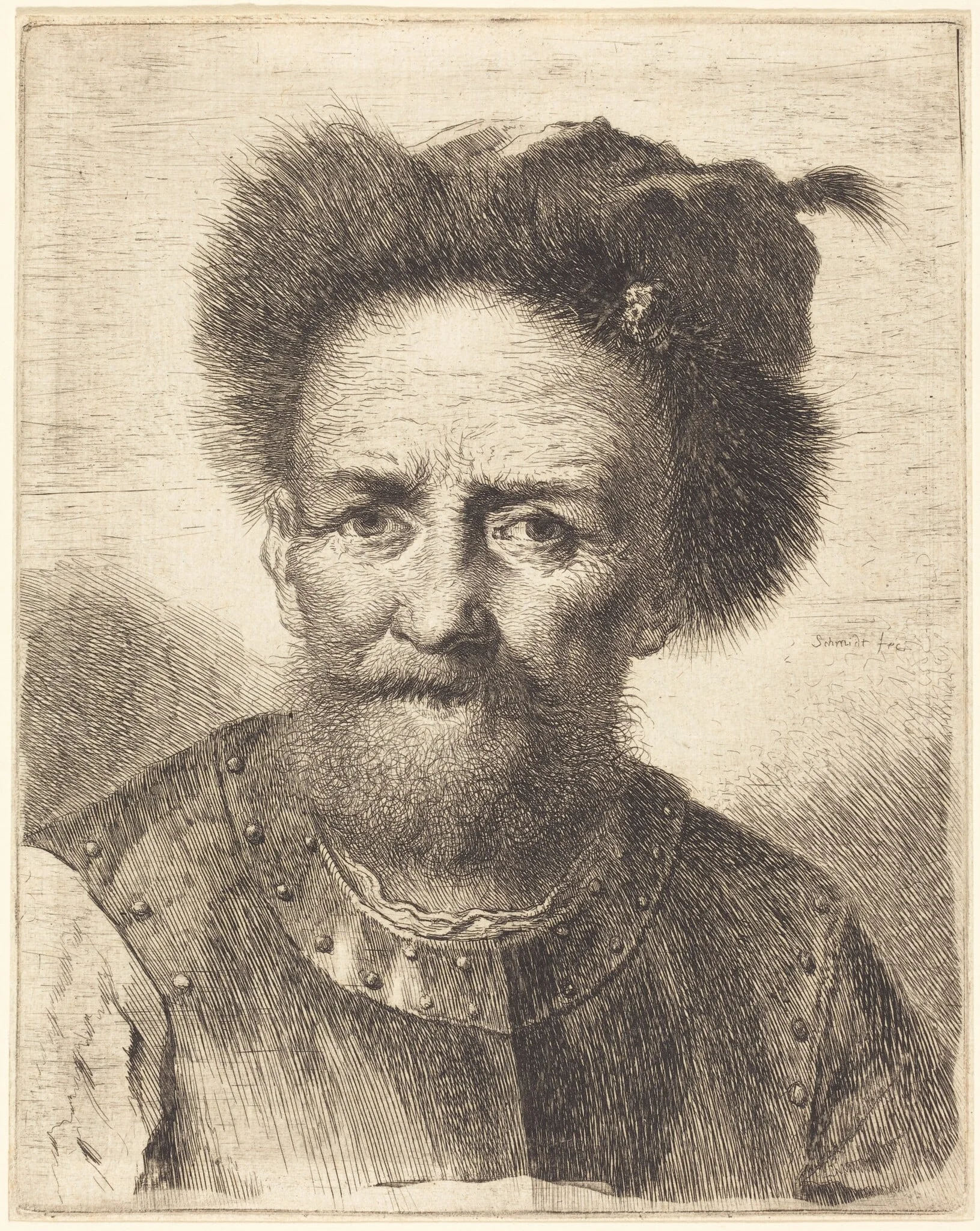 The Old Soldier, by Georg Friedrich Schmidt, ink, 1750