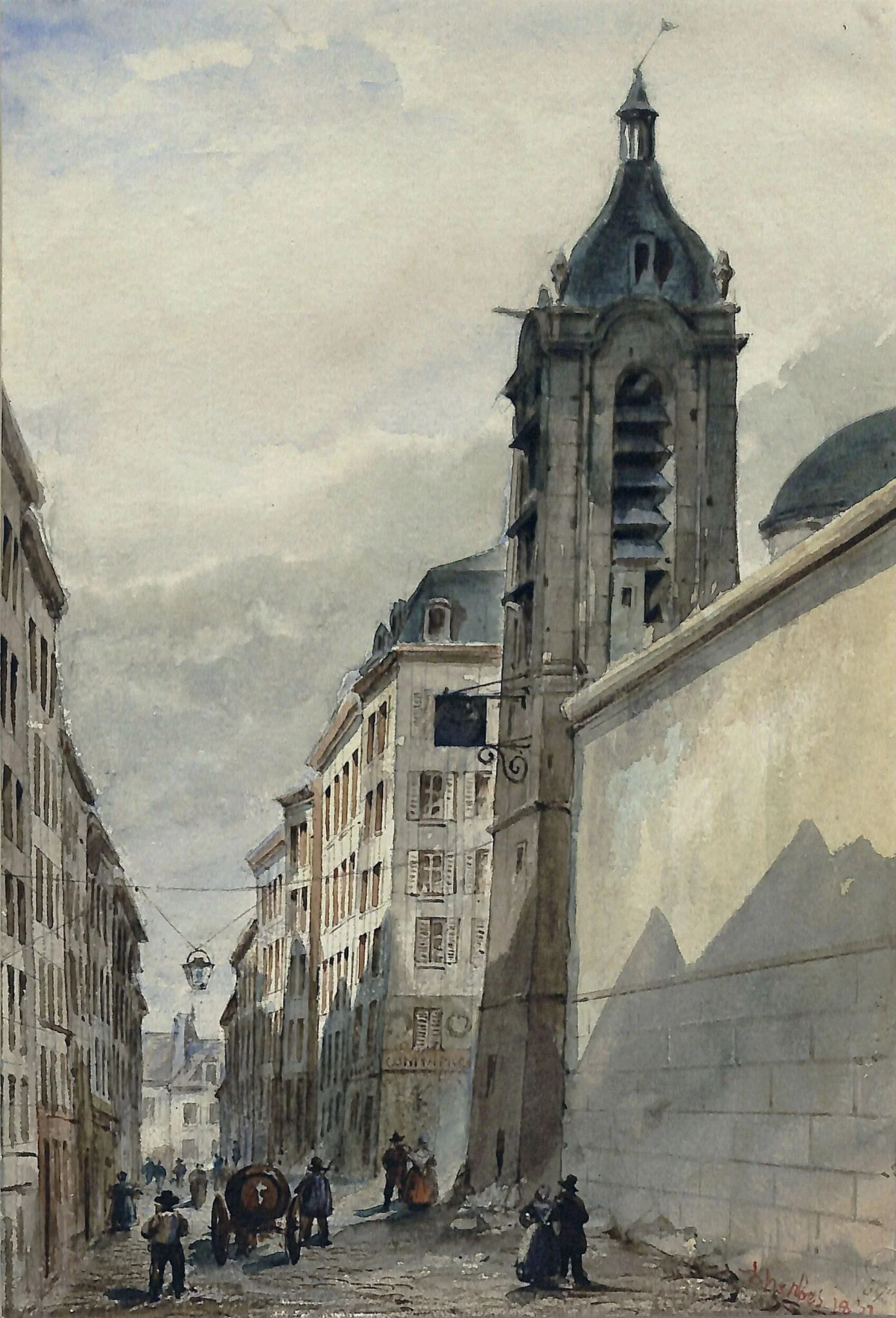 Street View, by François D'Herbes, watercolor, 1832