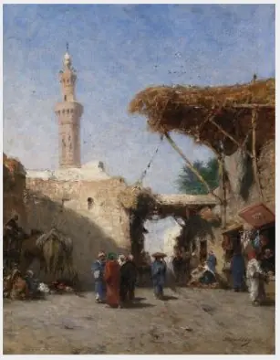 Eastern Scene with Minaret
