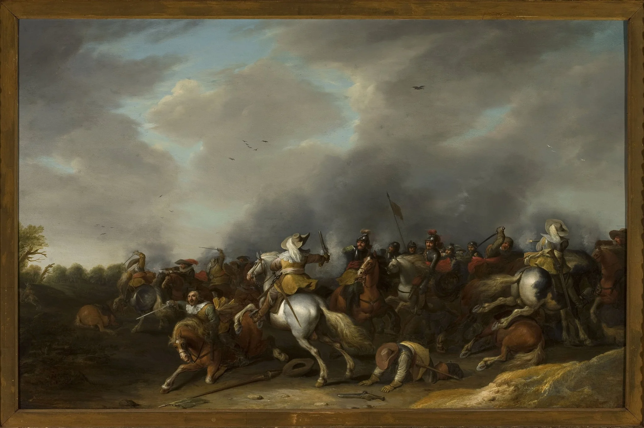 A Cavalry Skirmish, by Jan Martszen de Jonge, oil, 1635