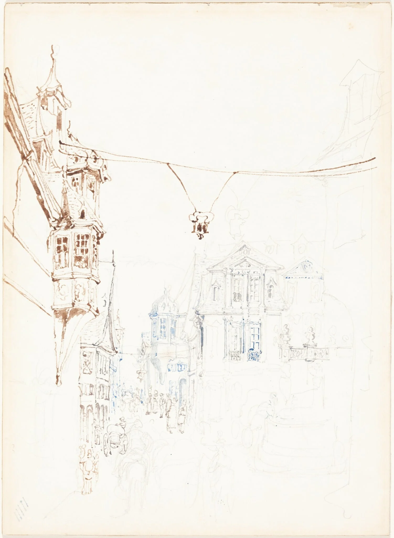 Continental Street Scene, by John Skinner Prout, graphite, 1865