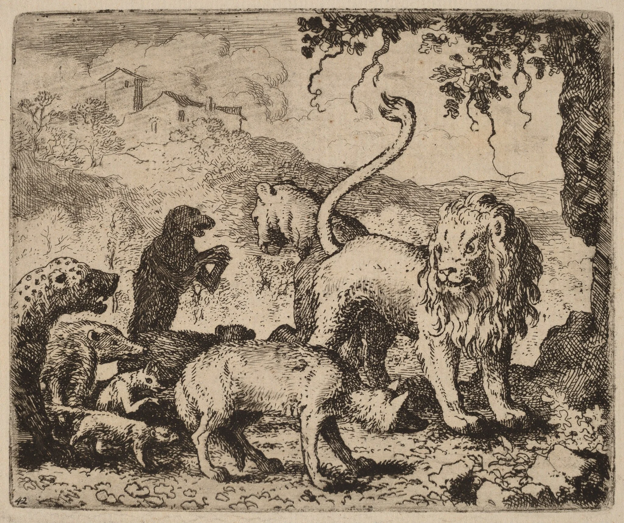 Reynard Accused, by Allart van Everdingen, ink, 1650