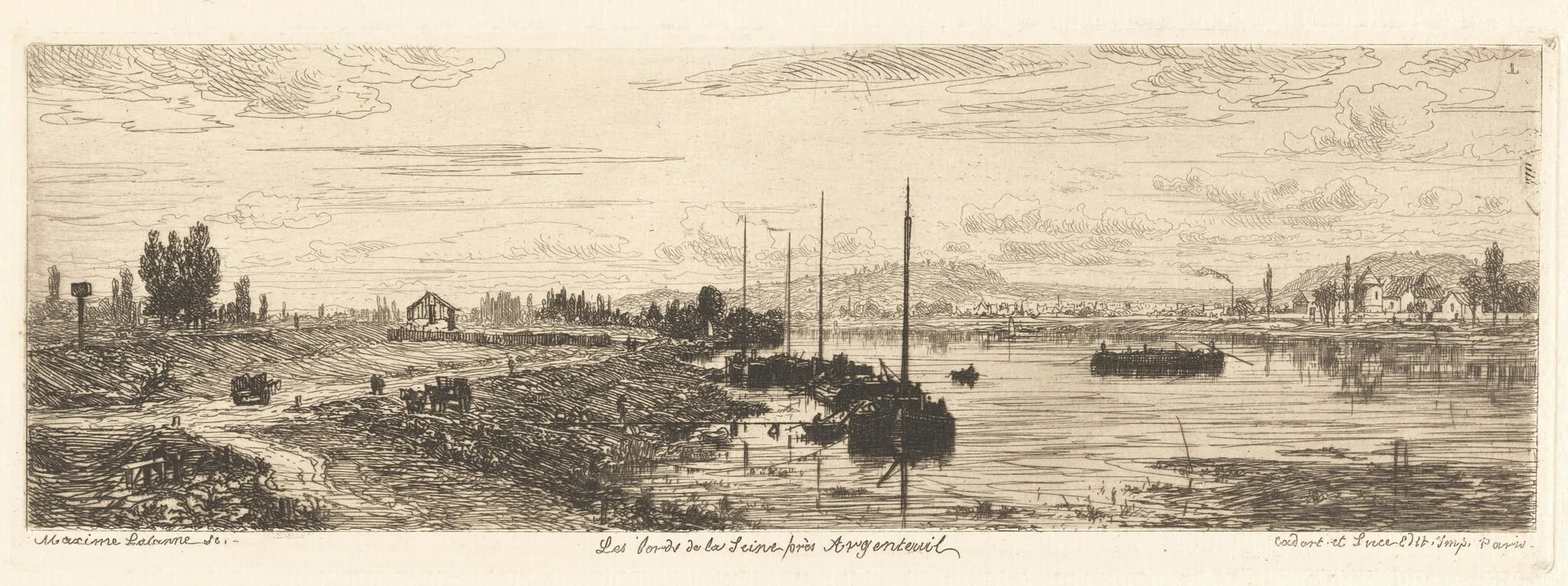 Les Bords de la Seine près Argenteuil (The Banks of the Seine by Argenteuil), by Maxime Lalanne, ink, 1869